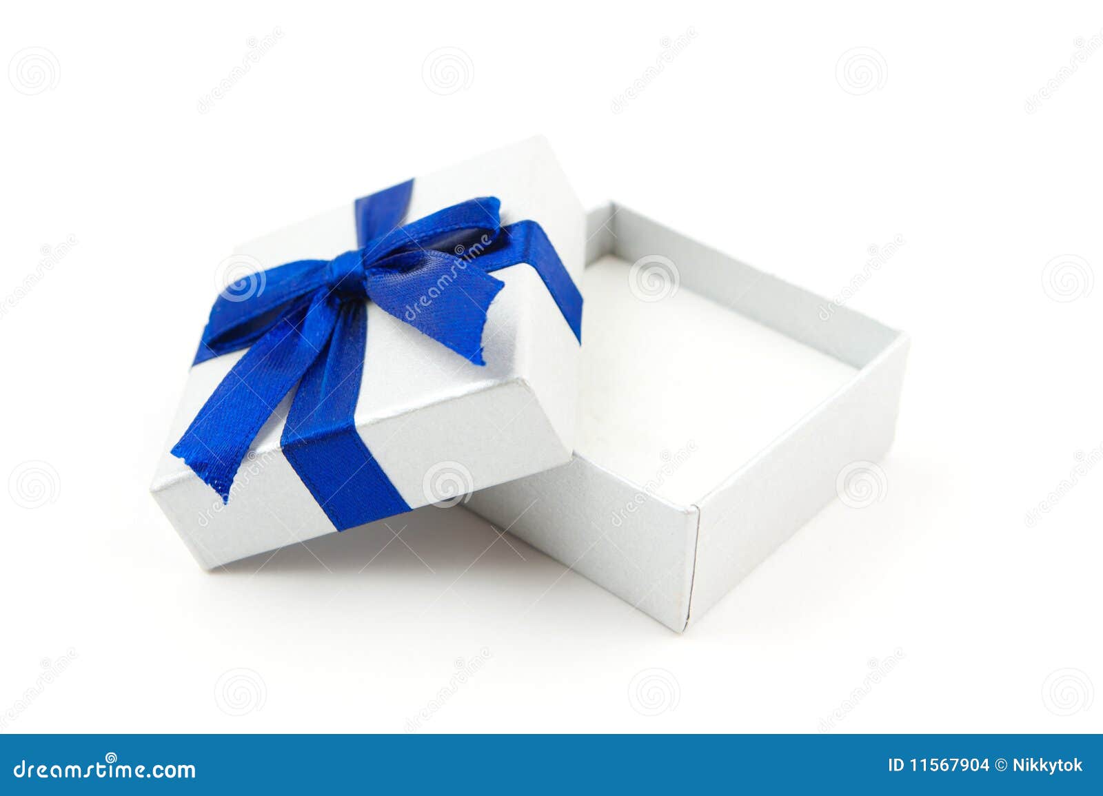 opened gift with blue bow