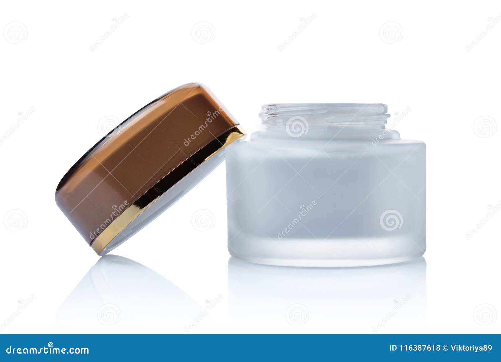 Download Opened Glass White Mockup Jar Of Cosmetic Facial Cream With Golden Lid Stock Photo - Image of ...