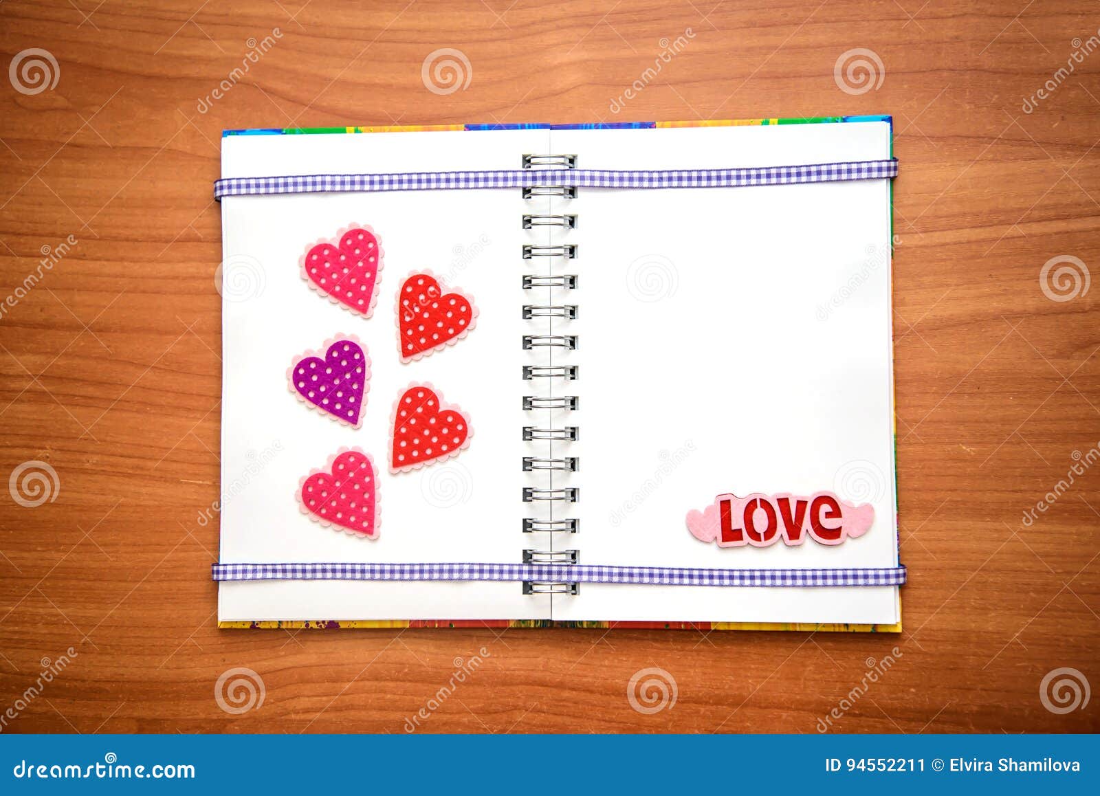 Opened Notepad with Hearts and Word Love Stock Image Image of happy