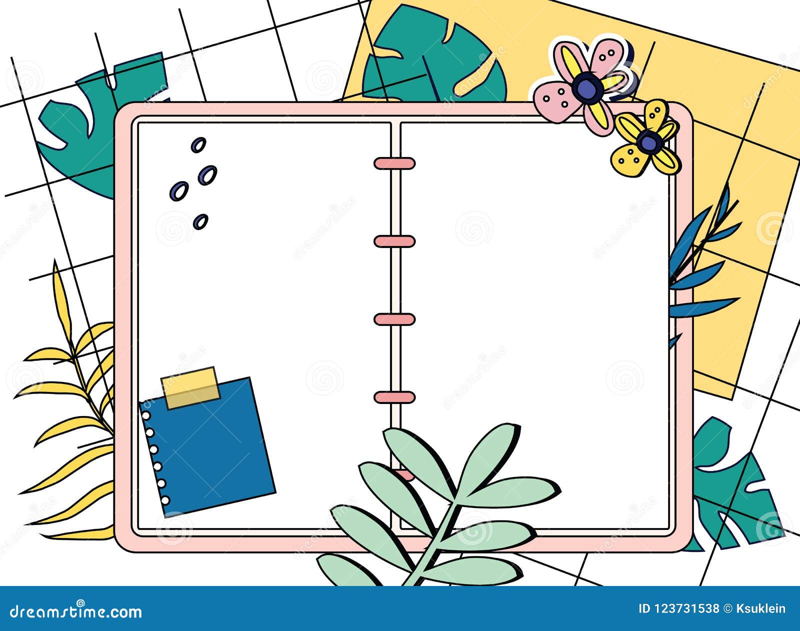 Opened notepad with pencil sketchbook or diary Vector Image