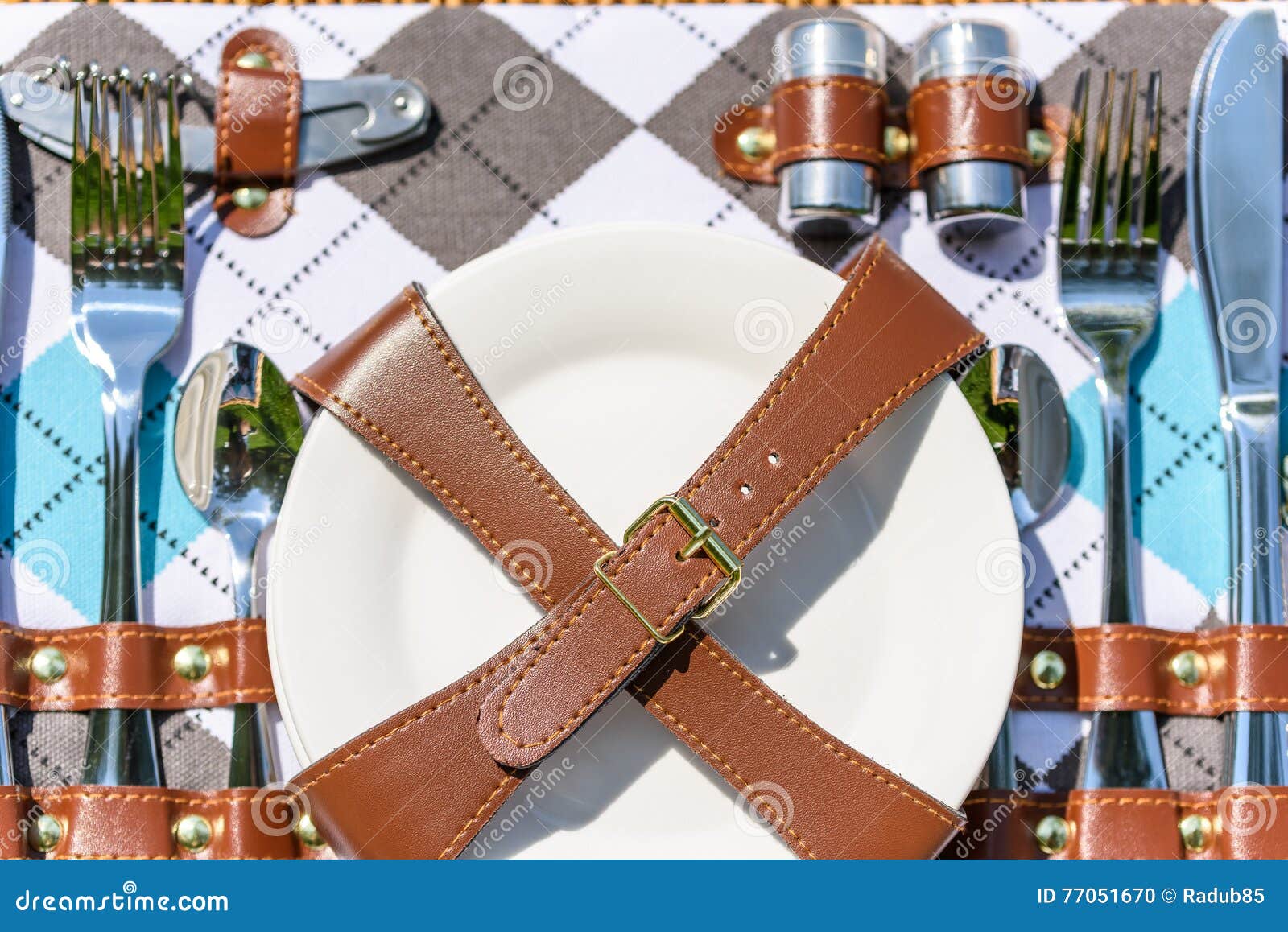 Opened Picnic Basket Cutlery Stock Photo Image of tableware, pepper