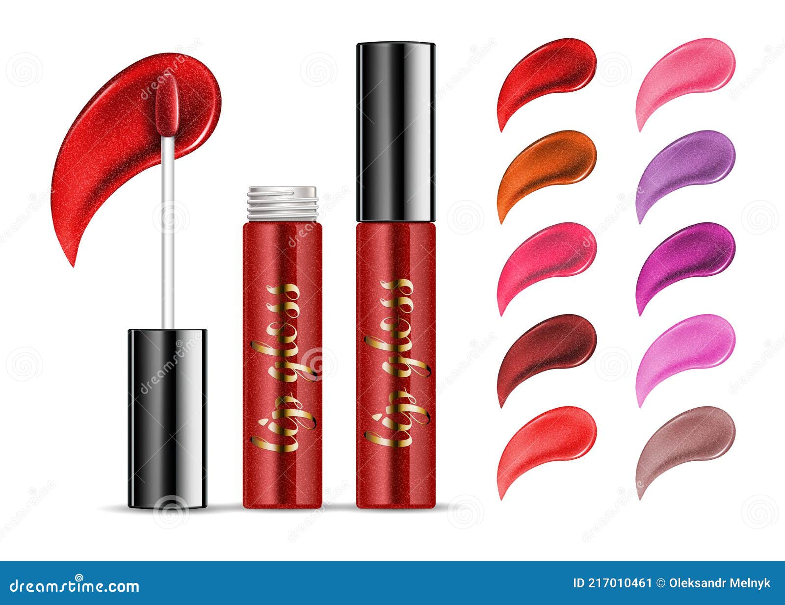Opened Red Lip Gloss Tube. Isolated on White. Vector Illustration