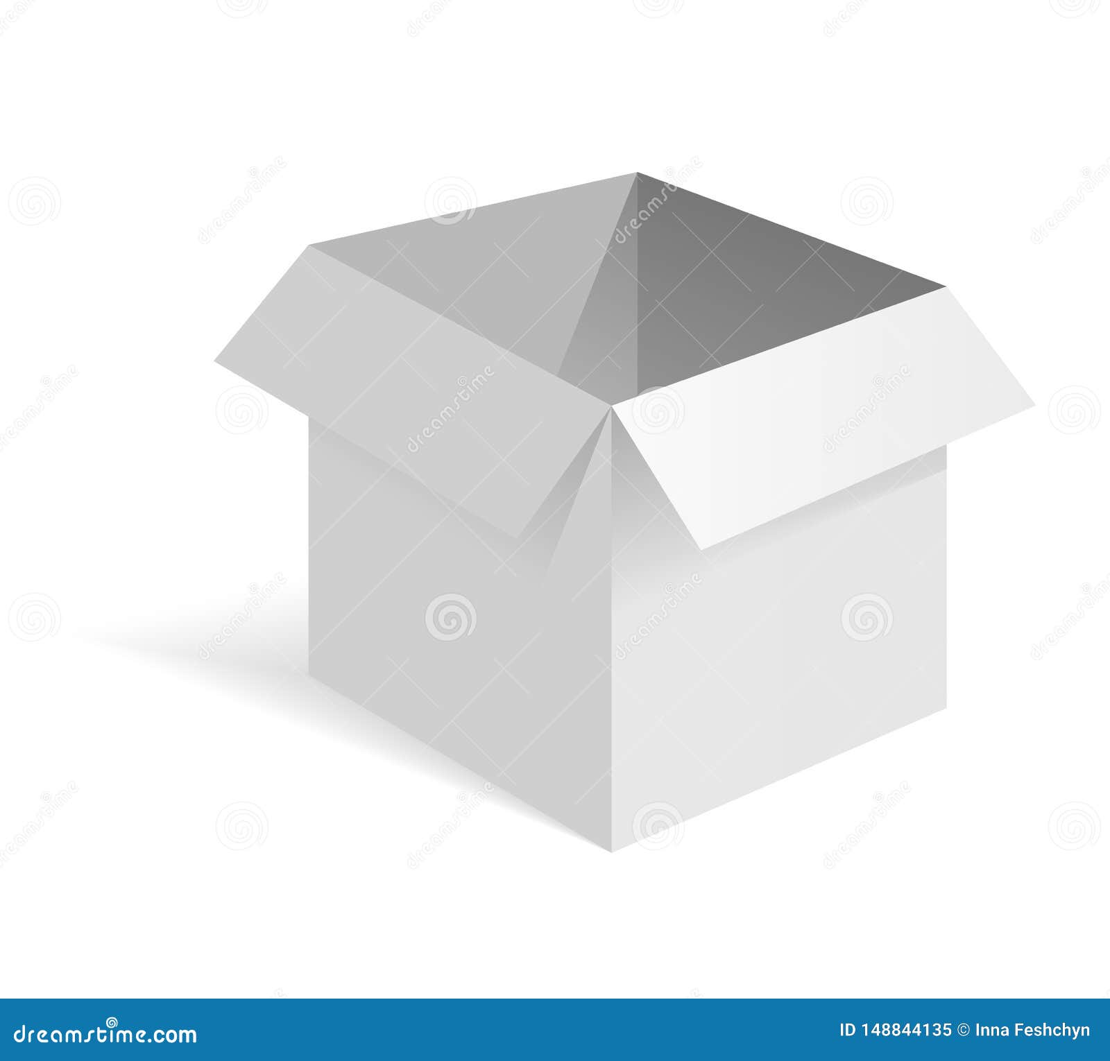 Download Opened White Paper Box. White Mockup. Side View. Vector 3d ...