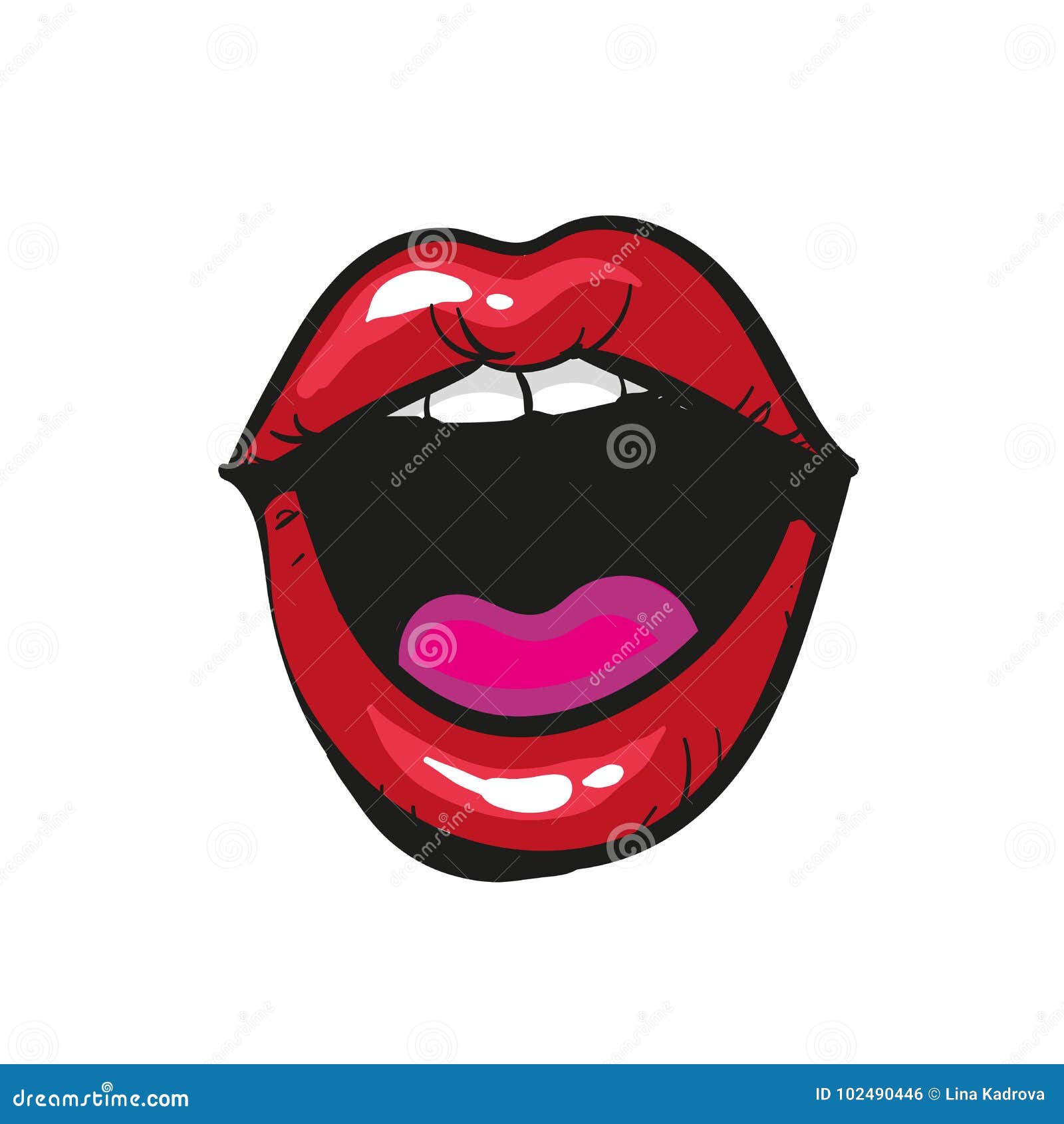 opened wide teeth and toung mouth wow  on white