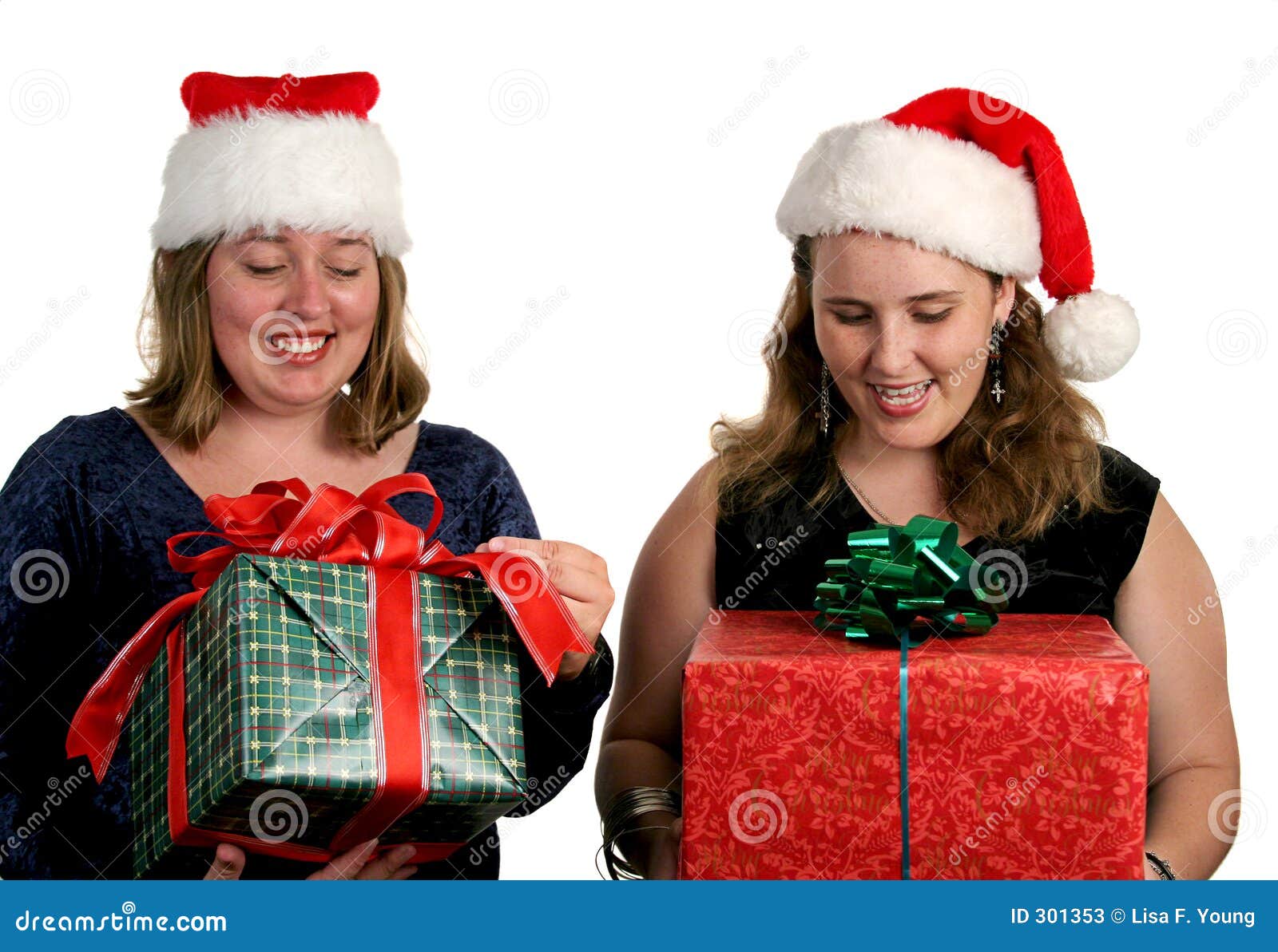 Opening Christmas Gifts stock image. Image of girl, friend  301353