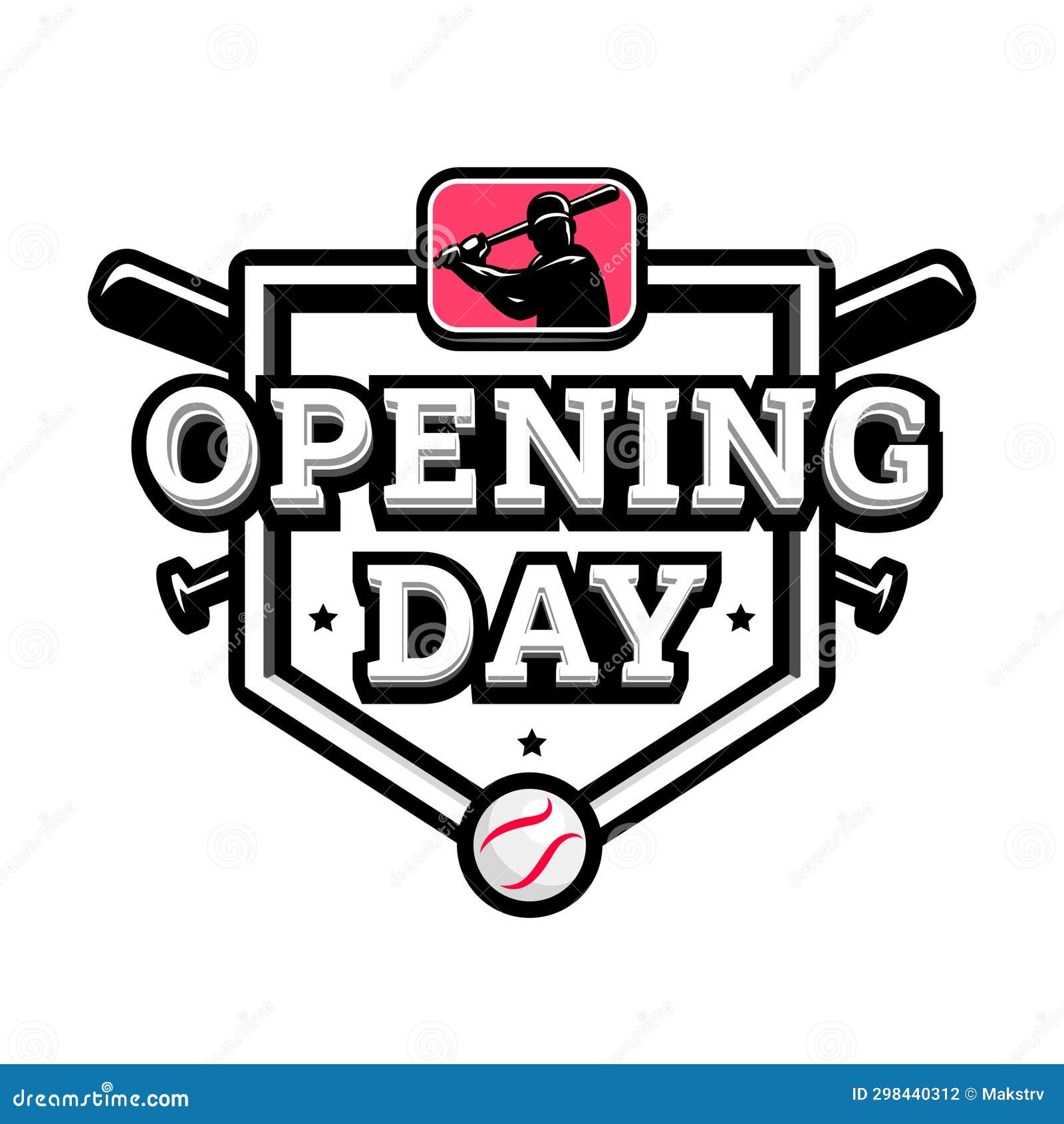 Opening Day, Baseball Logo. Stock Vector Illustration of label, team
