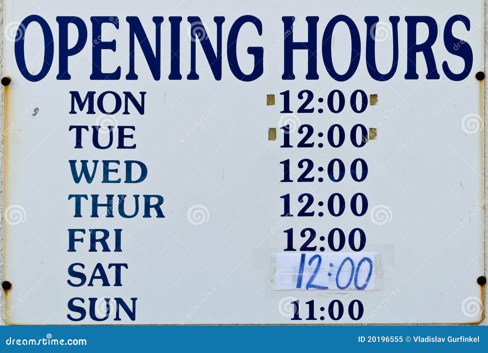 Opening Hours Sign Royalty Free Stock Photo - Image: 20196555