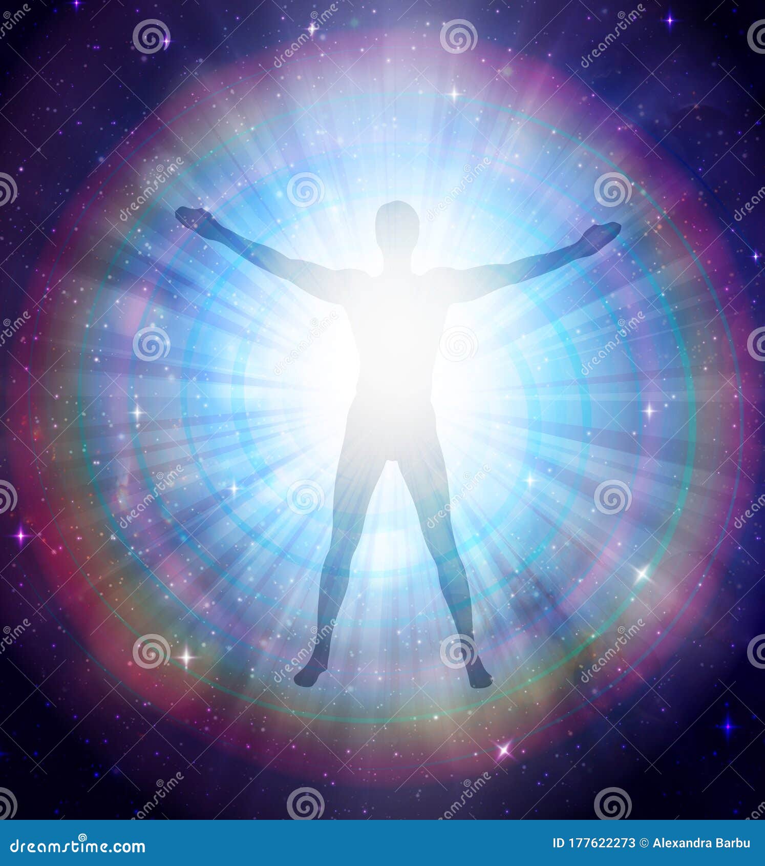 man universe, meditation, healing, human body energy beams