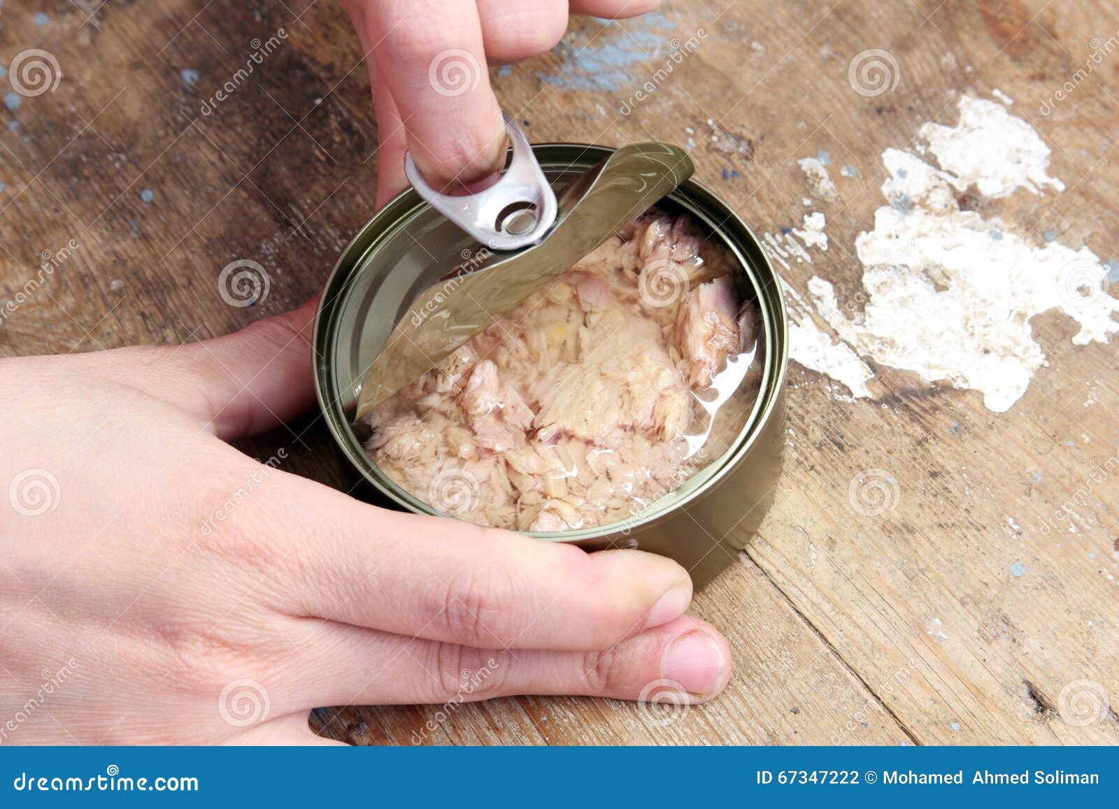 Opening Tuna Can Or Tin Can Stock Photo Image of aluminum, shiny
