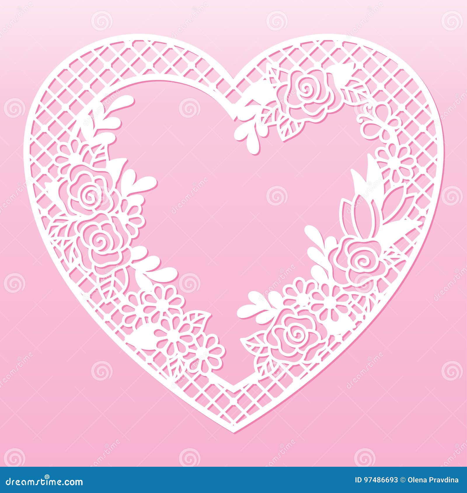 Papercut Heart Frame with Floral Mandala Flannel Blankets