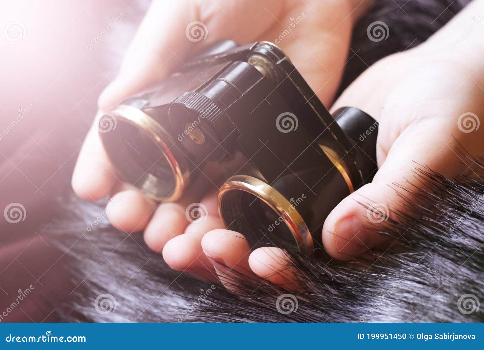 Opera Glass Made in USSR on a Child Hand Stock Photo Image of optical