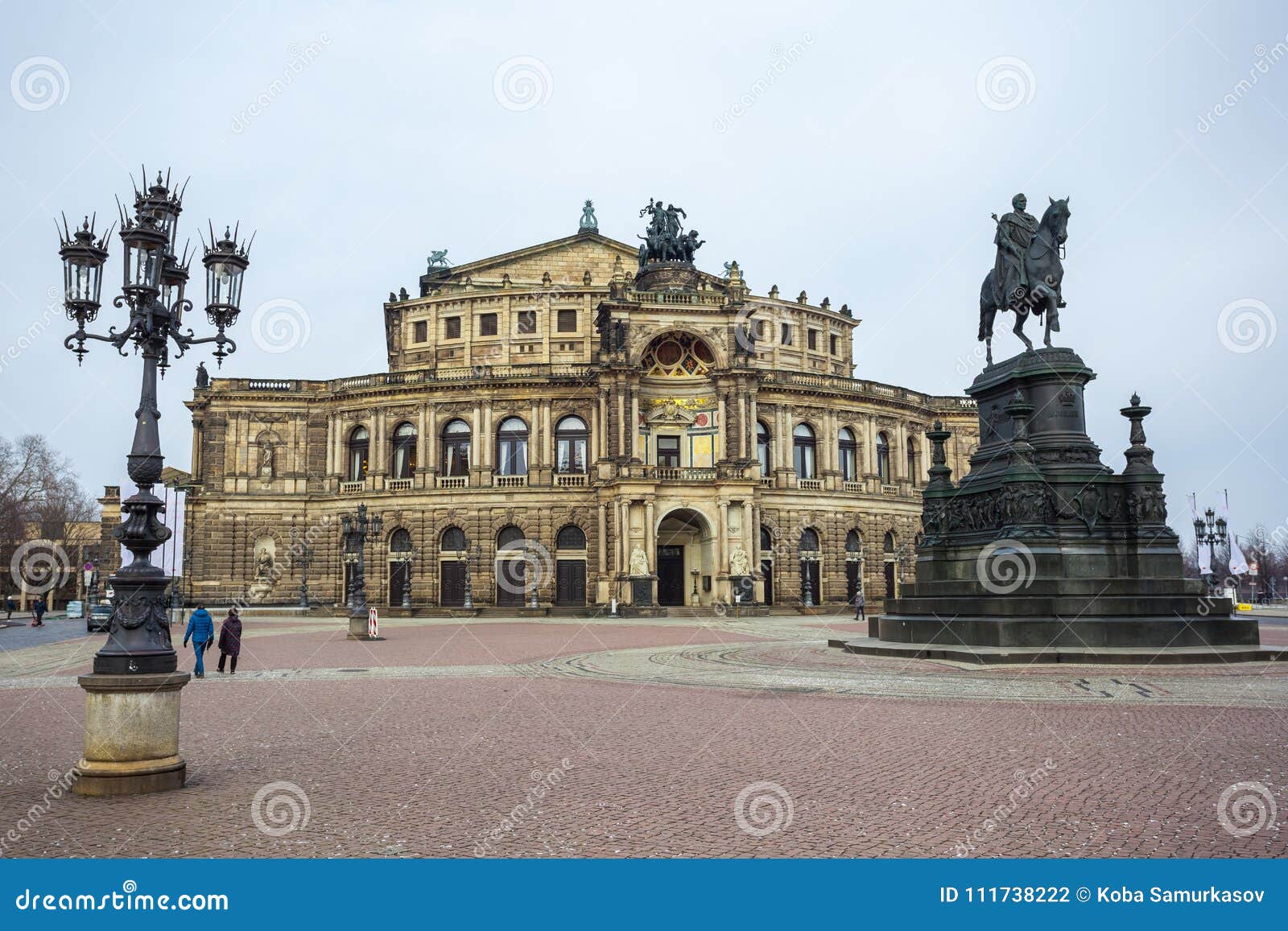 Opera House and Monument To King John of Saxony Stock Photo Image of