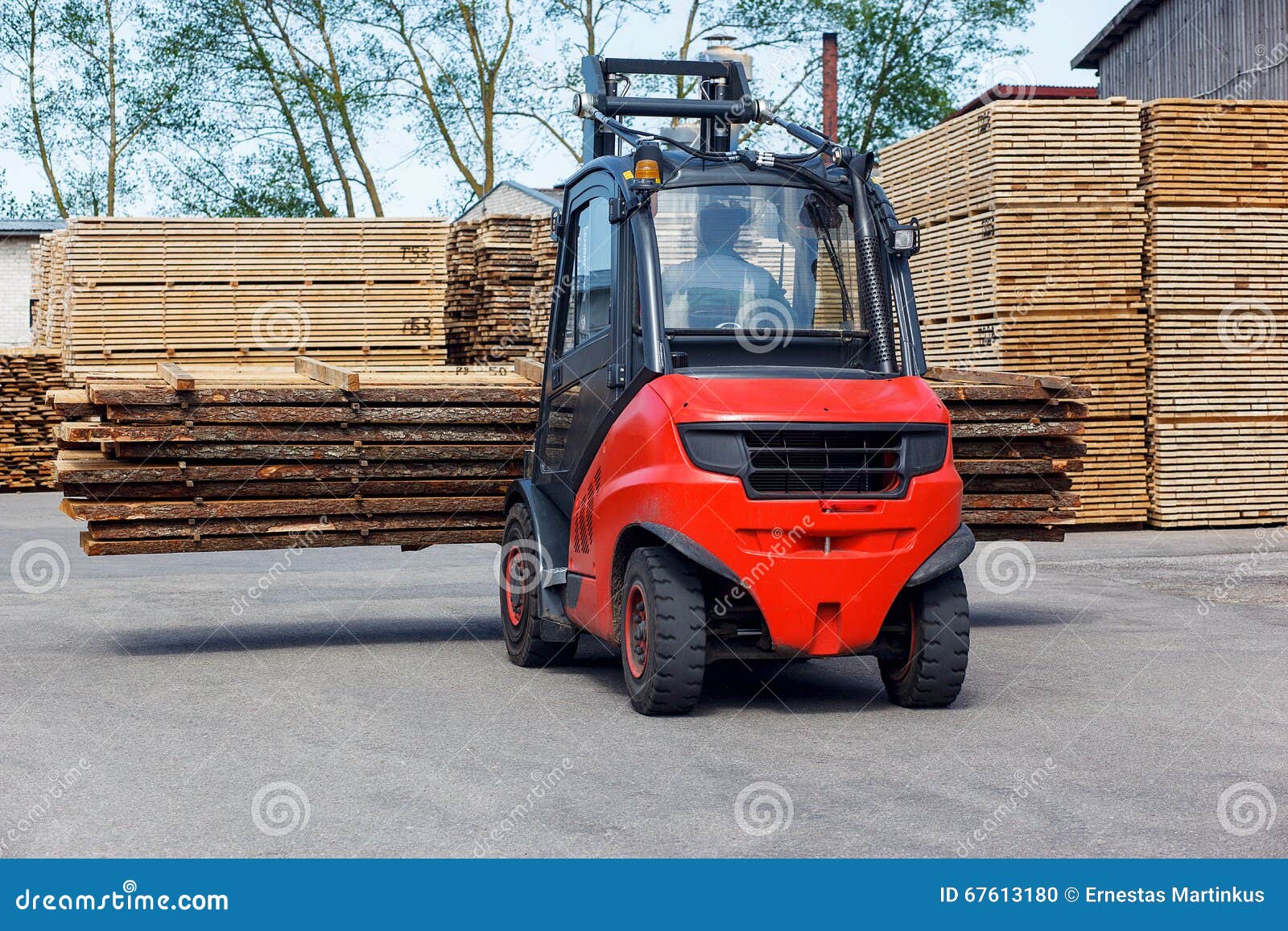 Operating Forklift Truck in Lumber Industry Stock Photo Image of