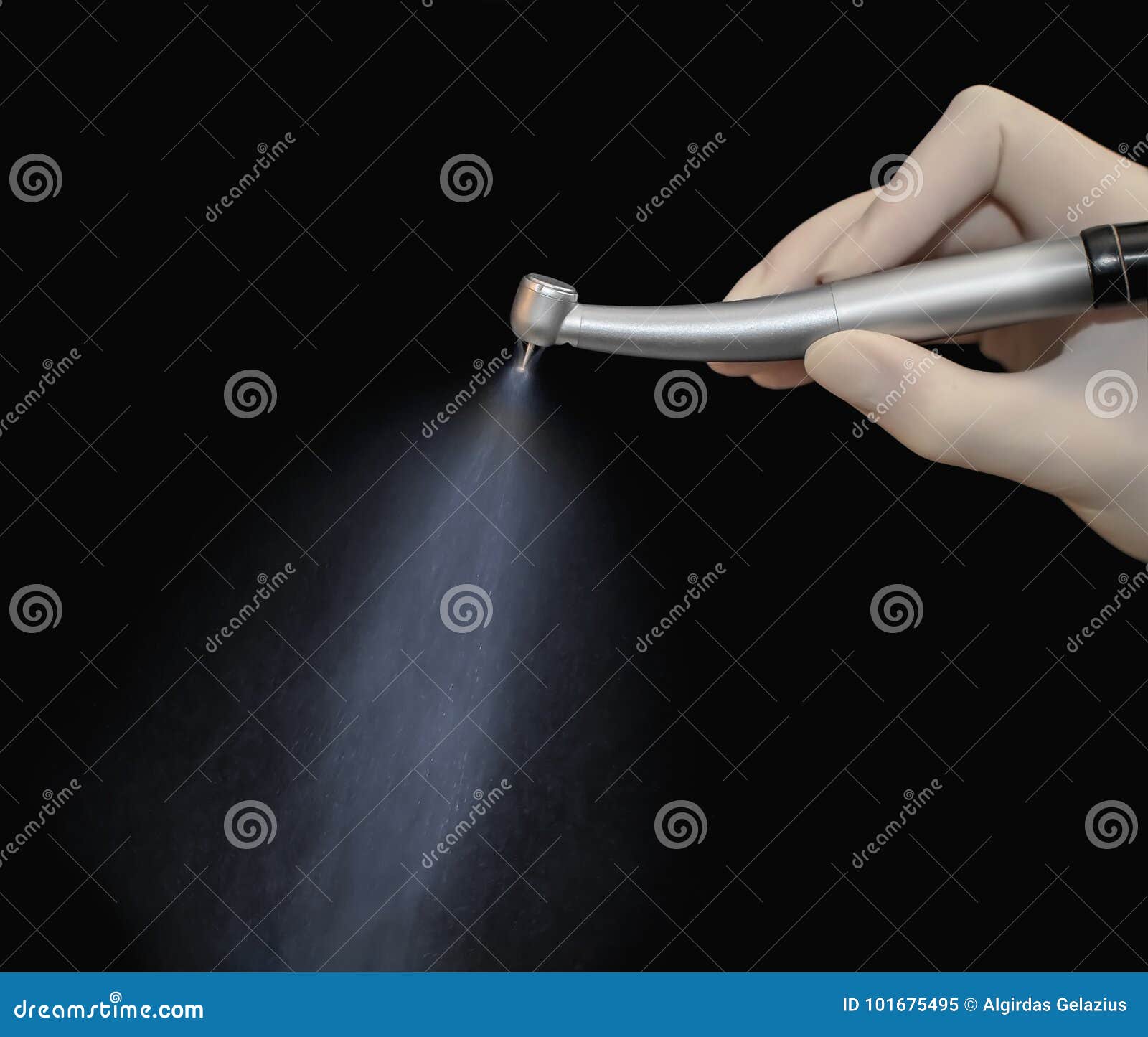 Operation of the Dentist Dental Drill Machine with Water Stock Image