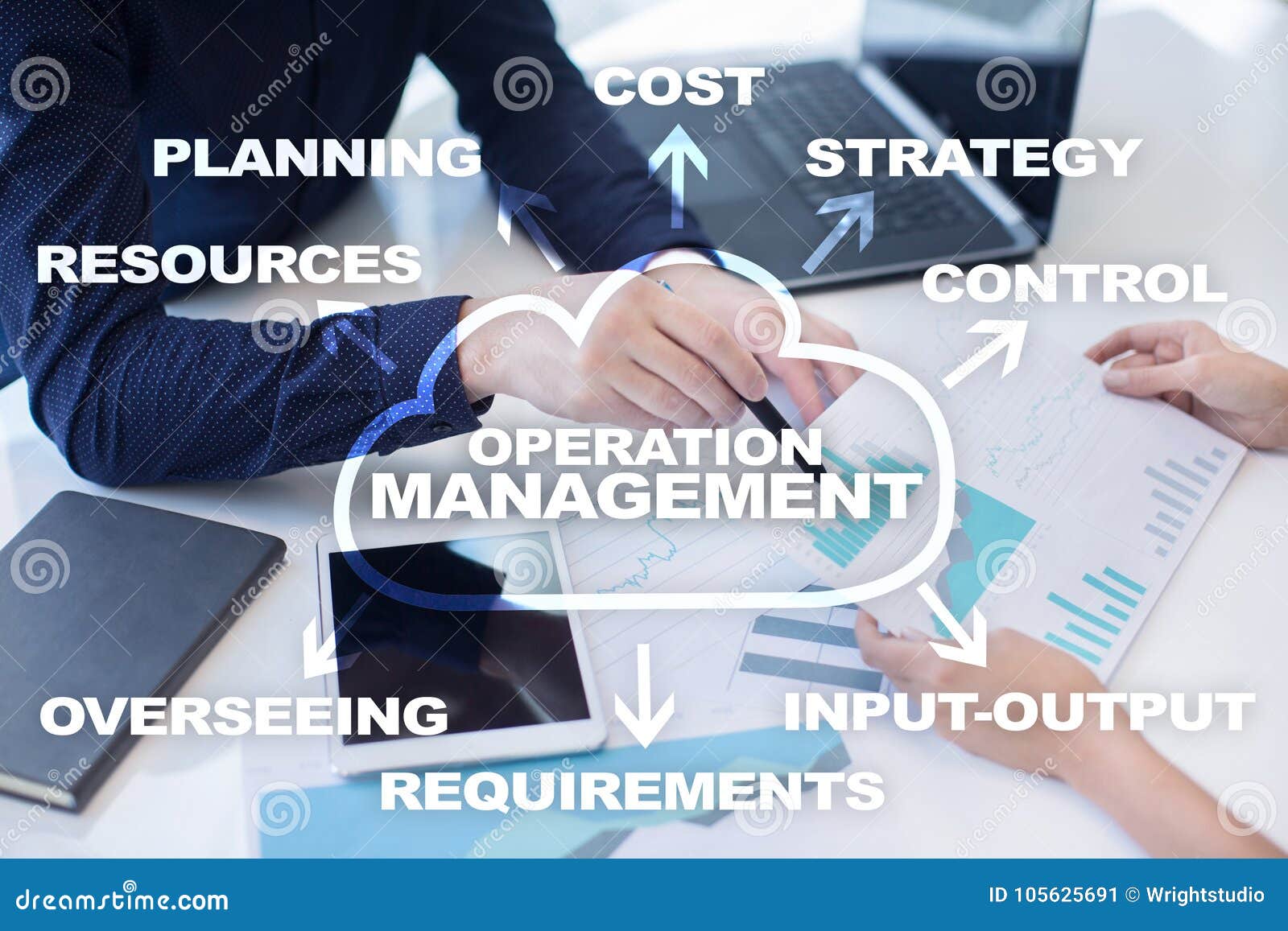 operation management business and technology concept on the virtual screen.