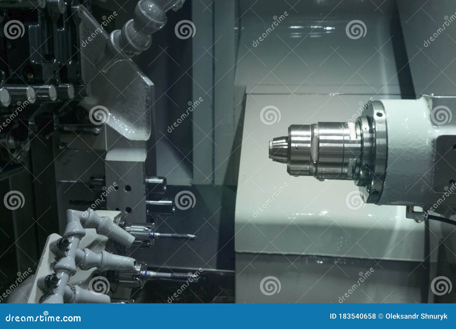 Operator of Cnc Change the Parameters of Stock Photo
