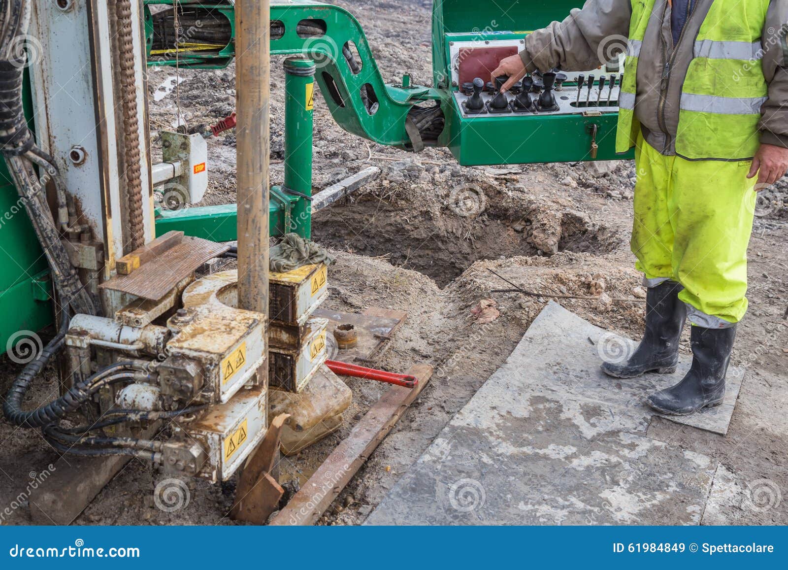 operator on controls of core drilling machine