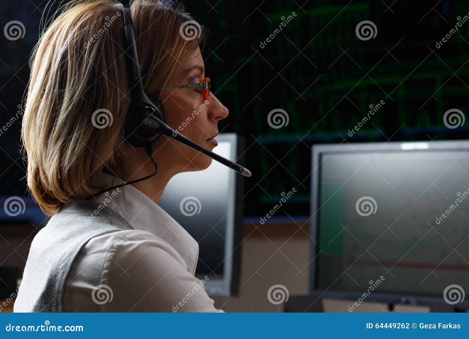 Operator with Headphone in Power Distribution Control Center Stock Photo Image of worker