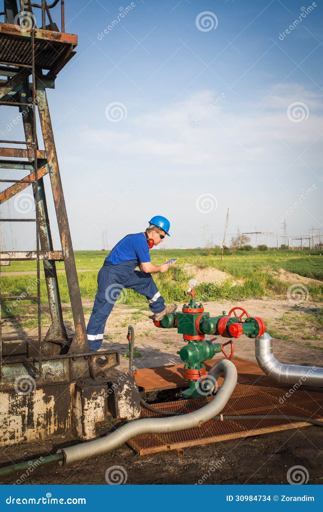 Operator in the Oil and Gas Field Stock Photo Image of plant
