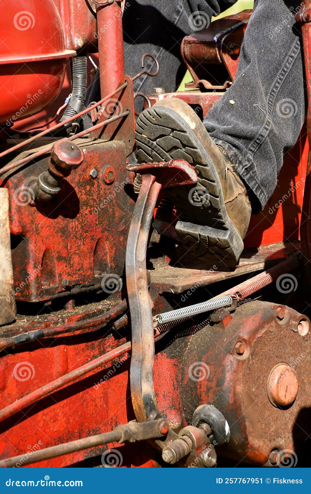 An Operator of a Tractor is Holding the Clutch in a Depressed Setting. Stock Image Image of