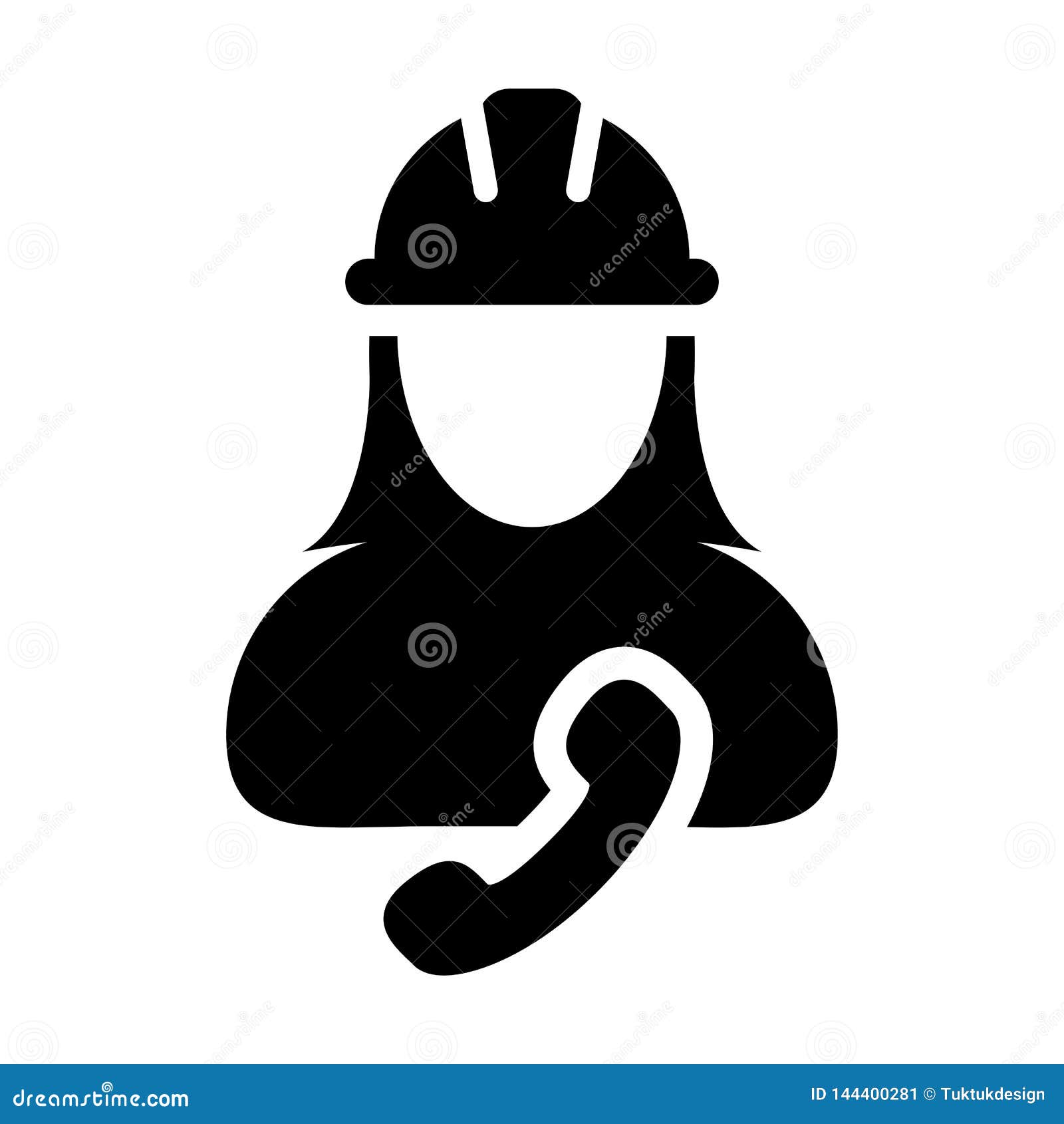 operator worker icon  female construction service person profile avatar with phone and hardhat helmet in glyph pictogram