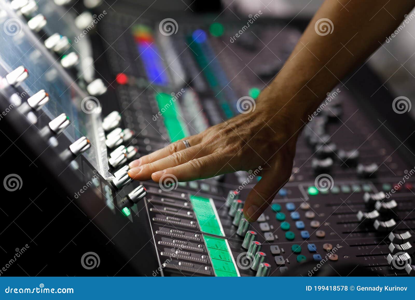 Operator Working with Audio Mixer Control Panel Stock Photo - Image of ...