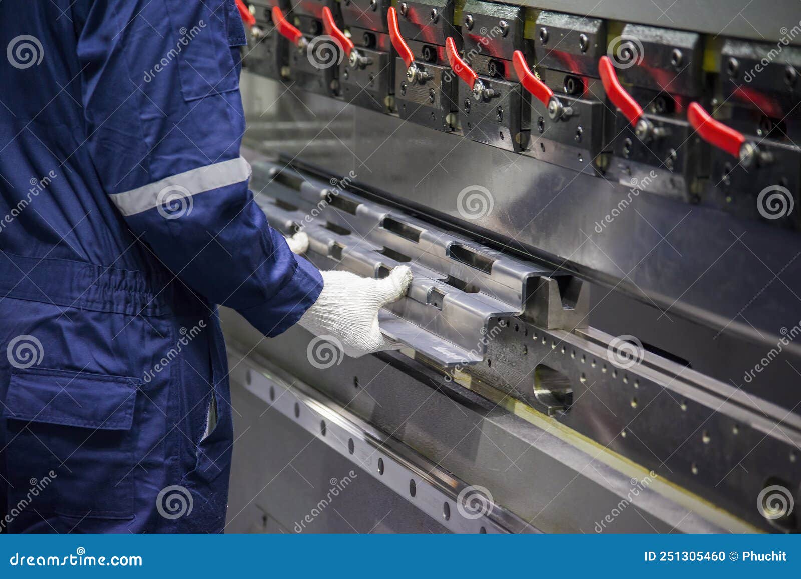 The Operator Working with Hydraulic Press Brake Bending Machine Stock