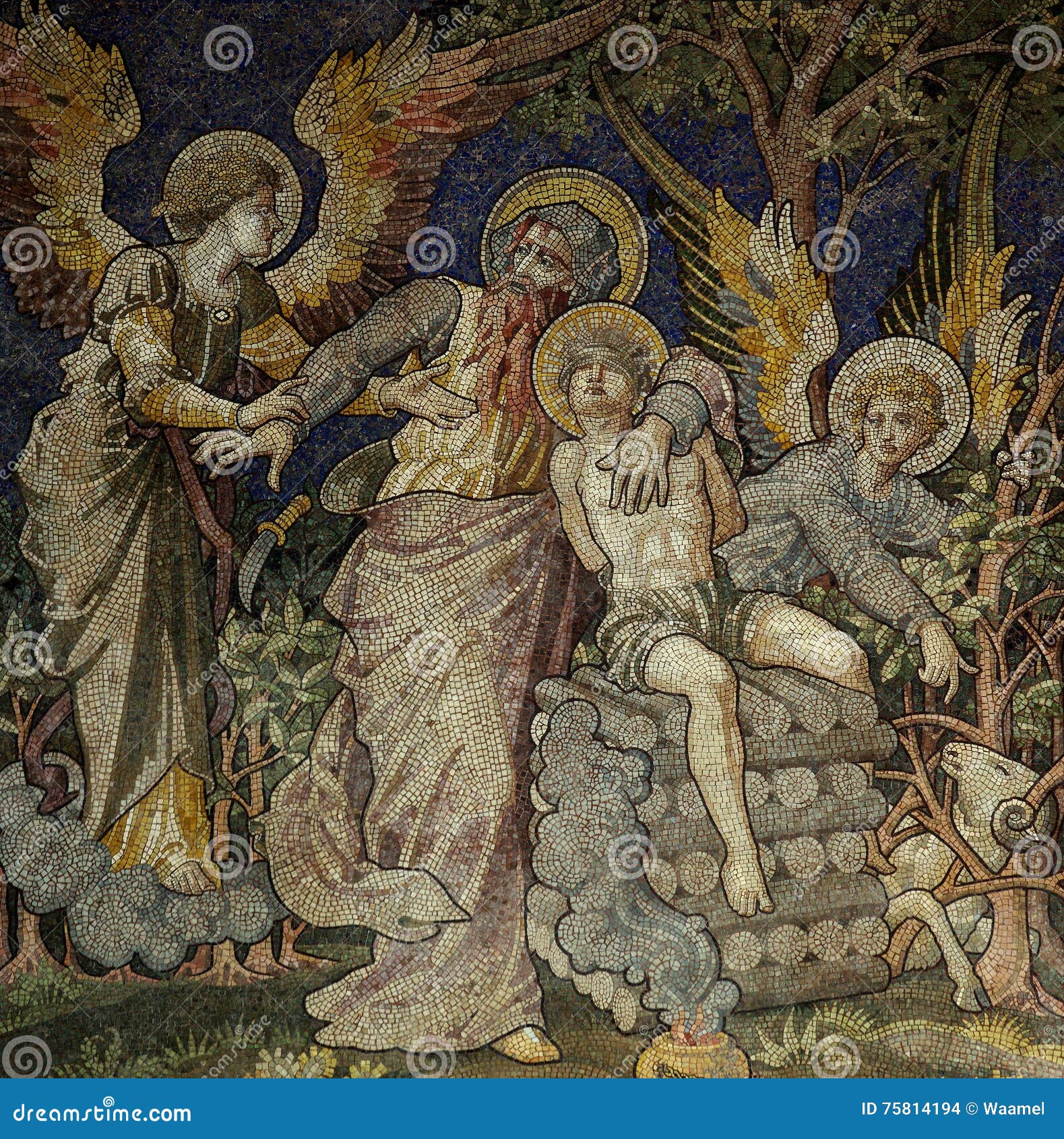 Opfer Von Isaac Durch Abraham Mosaik Stockfoto Bild Von Abraham Bibel 75814194