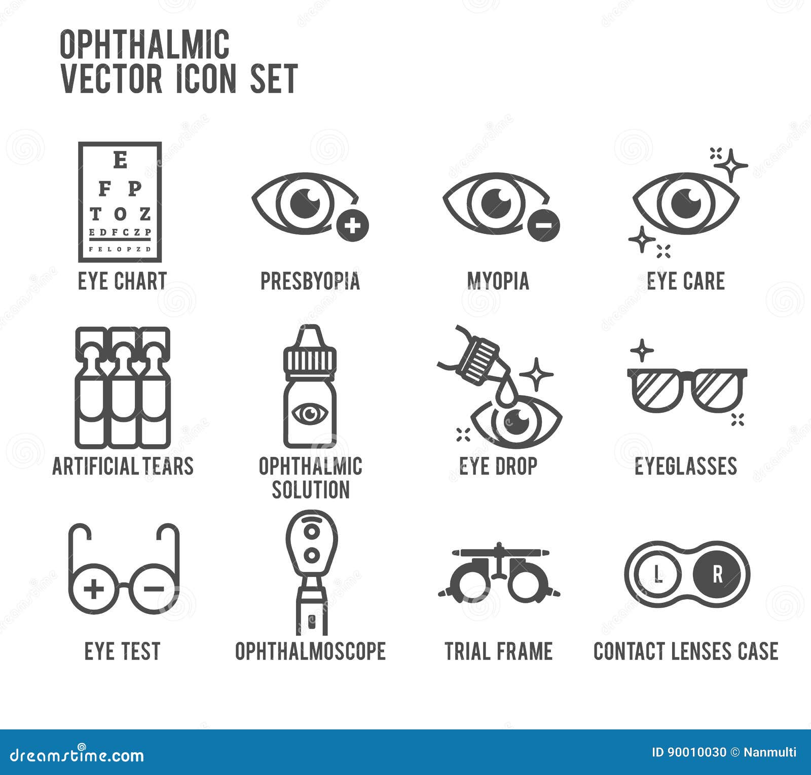 ophthalmic eye care  icon set