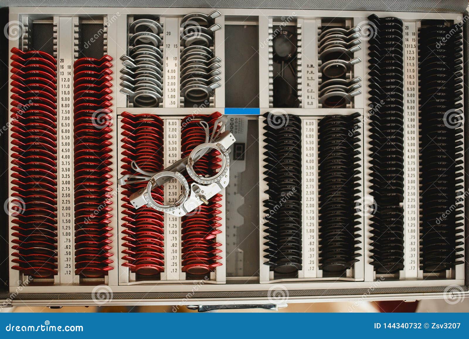 Ophthalmological Equipment Sets of Trial Spectacle Lenses Stock Photo