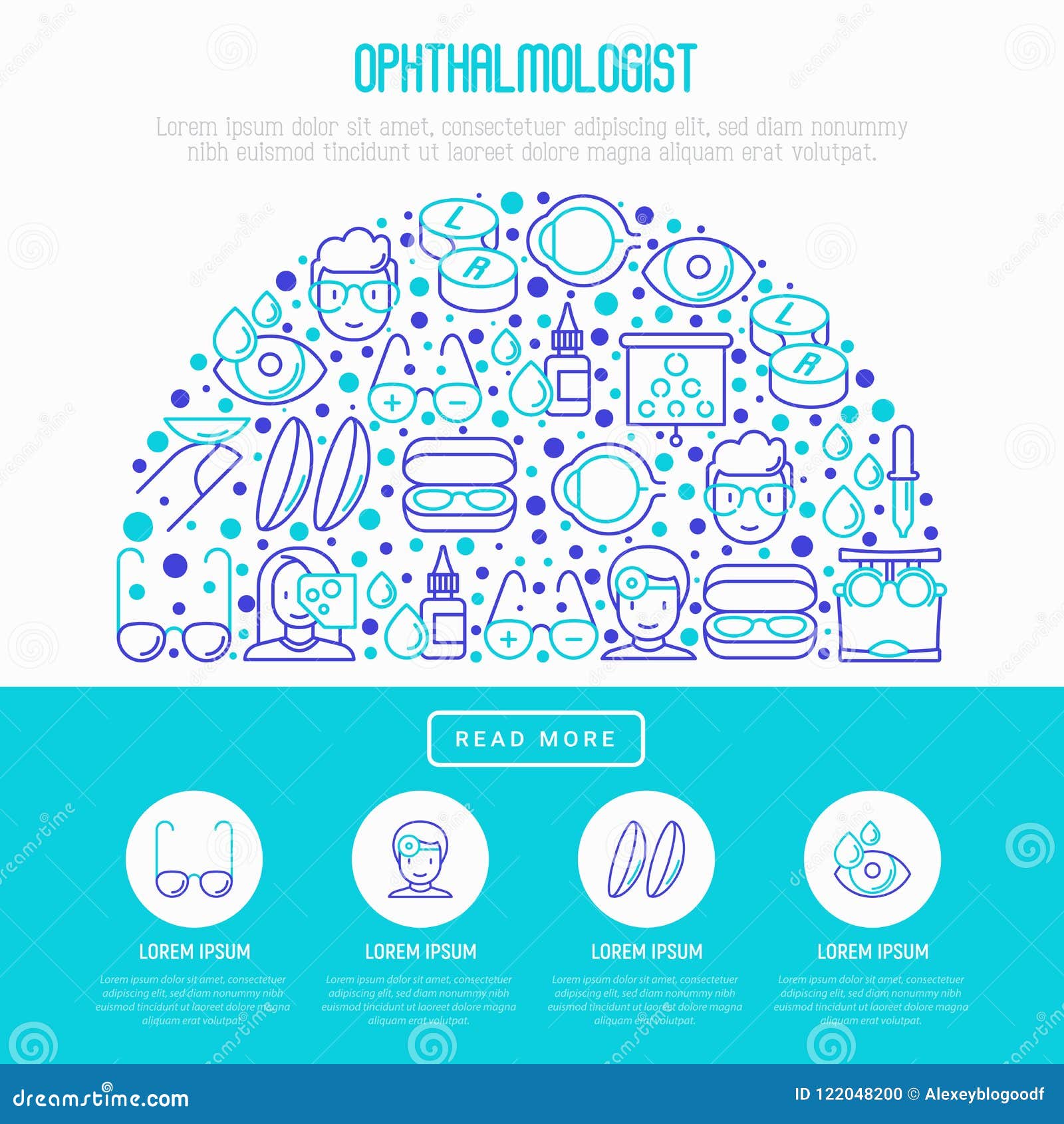 ophthalmologist concept in half circle