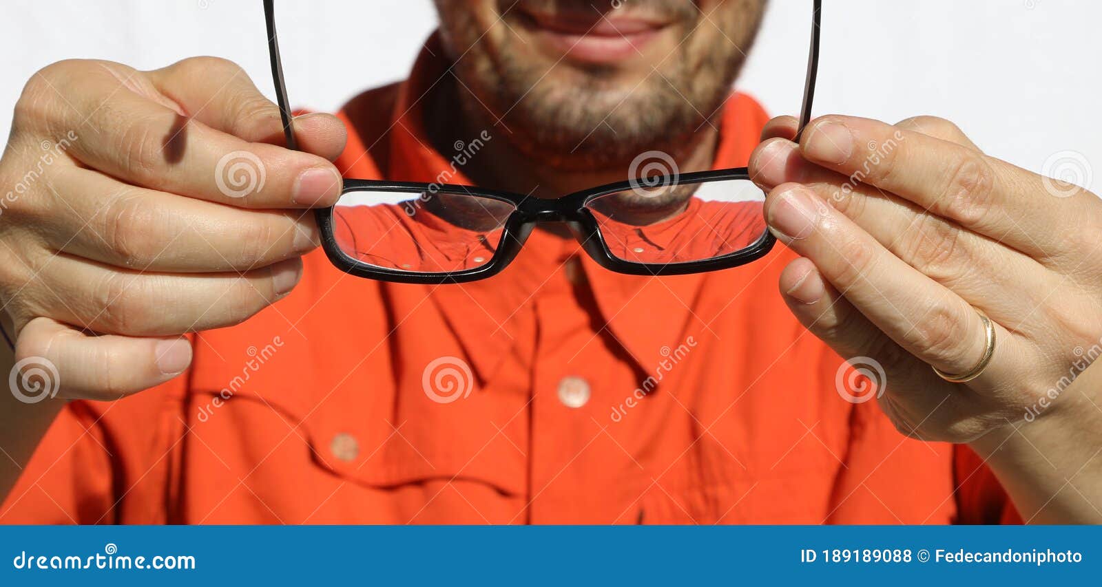 Ophthalmologist Optician Lets the Myopic Patient Try Glasses Stock