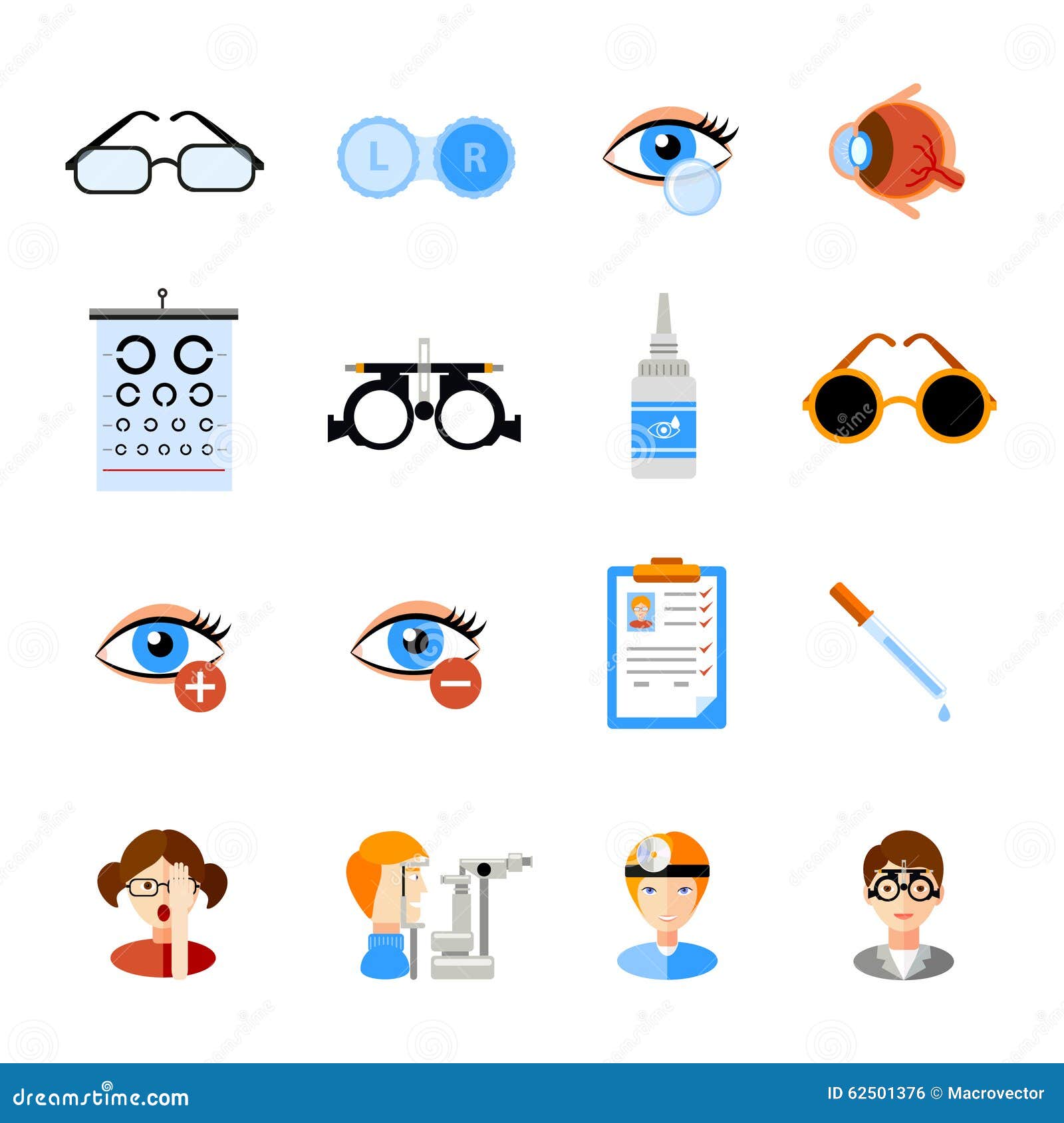 Ophthalmology Icons Set Stock Vector Illustration Of Left 62501376