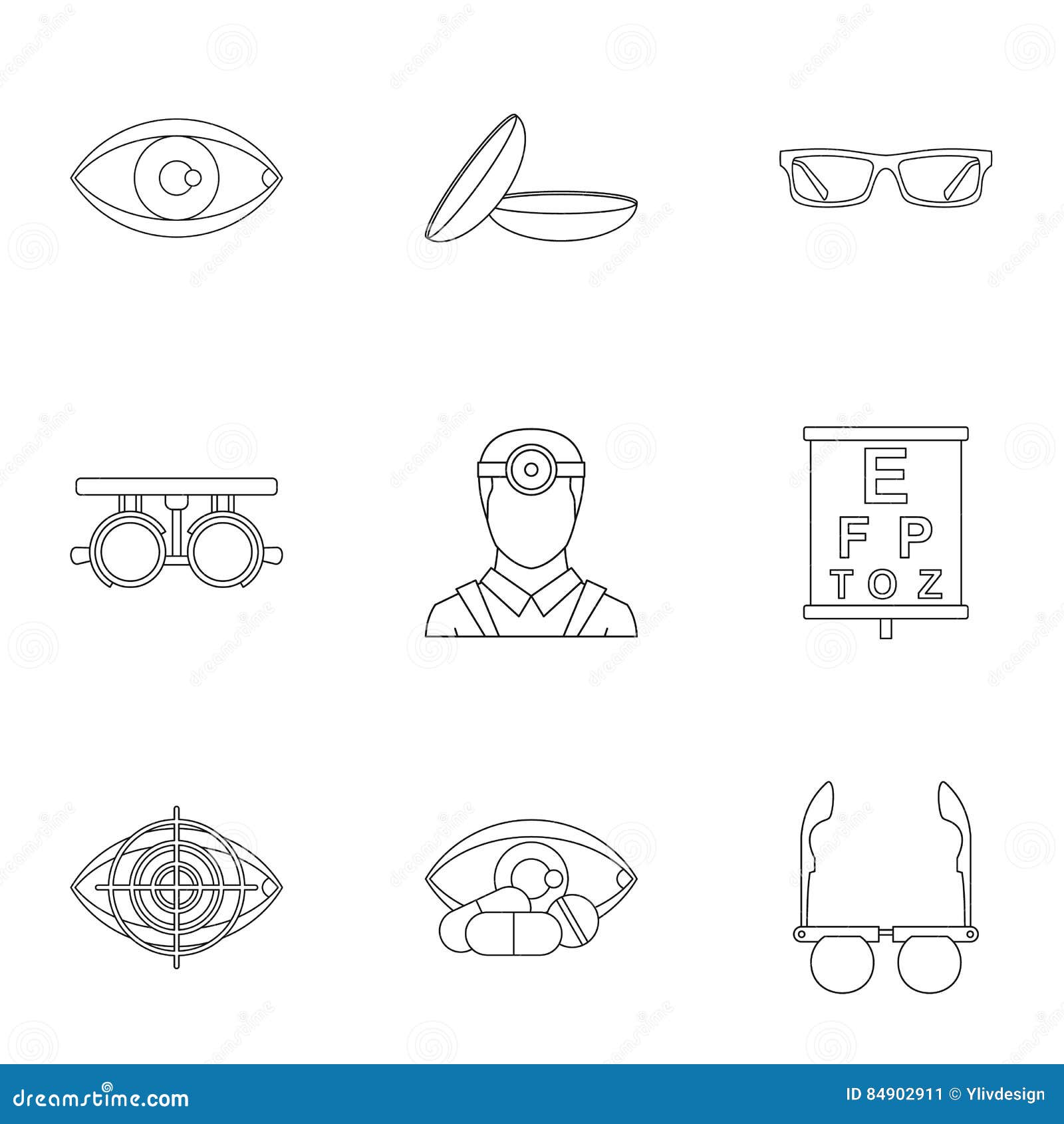 Ophthalmology icons set, outline style. Ophthalmology icons set. Outline illustration of 9 ophthalmology vector icons for web