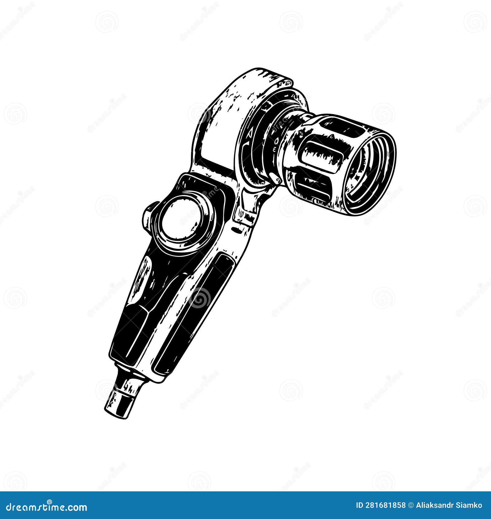 Ophthalmoscope Vector Drawing. Isolated Hand Drawn, Engraved Style