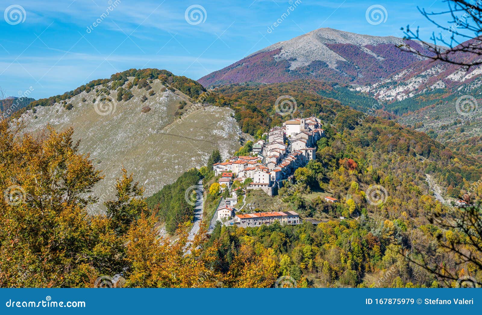 the beautiful village of opi on a sunny autumn afternoon. abruzzo, italy.