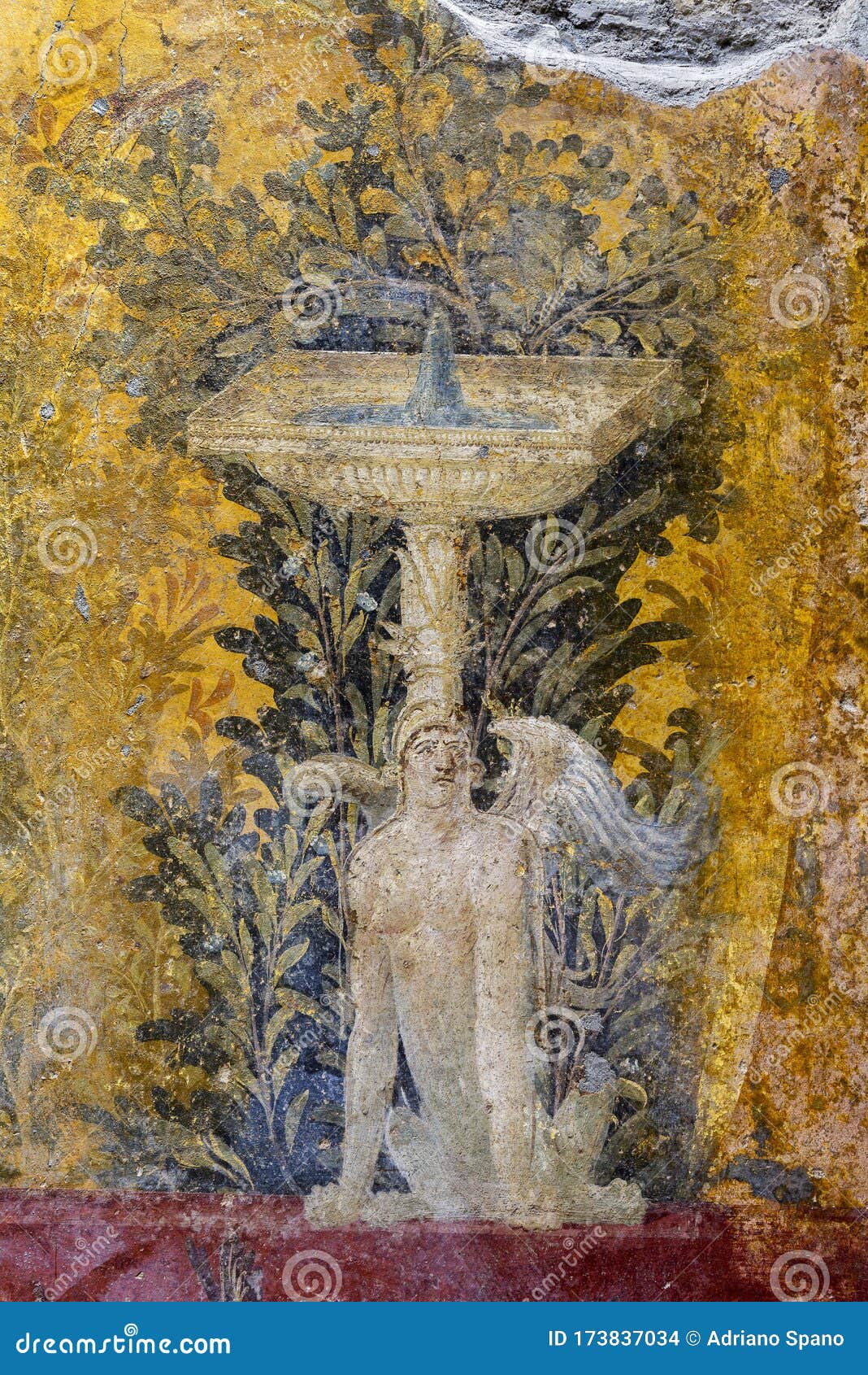 oplontis villa of poppea - fresco with a fountain and a sphinx