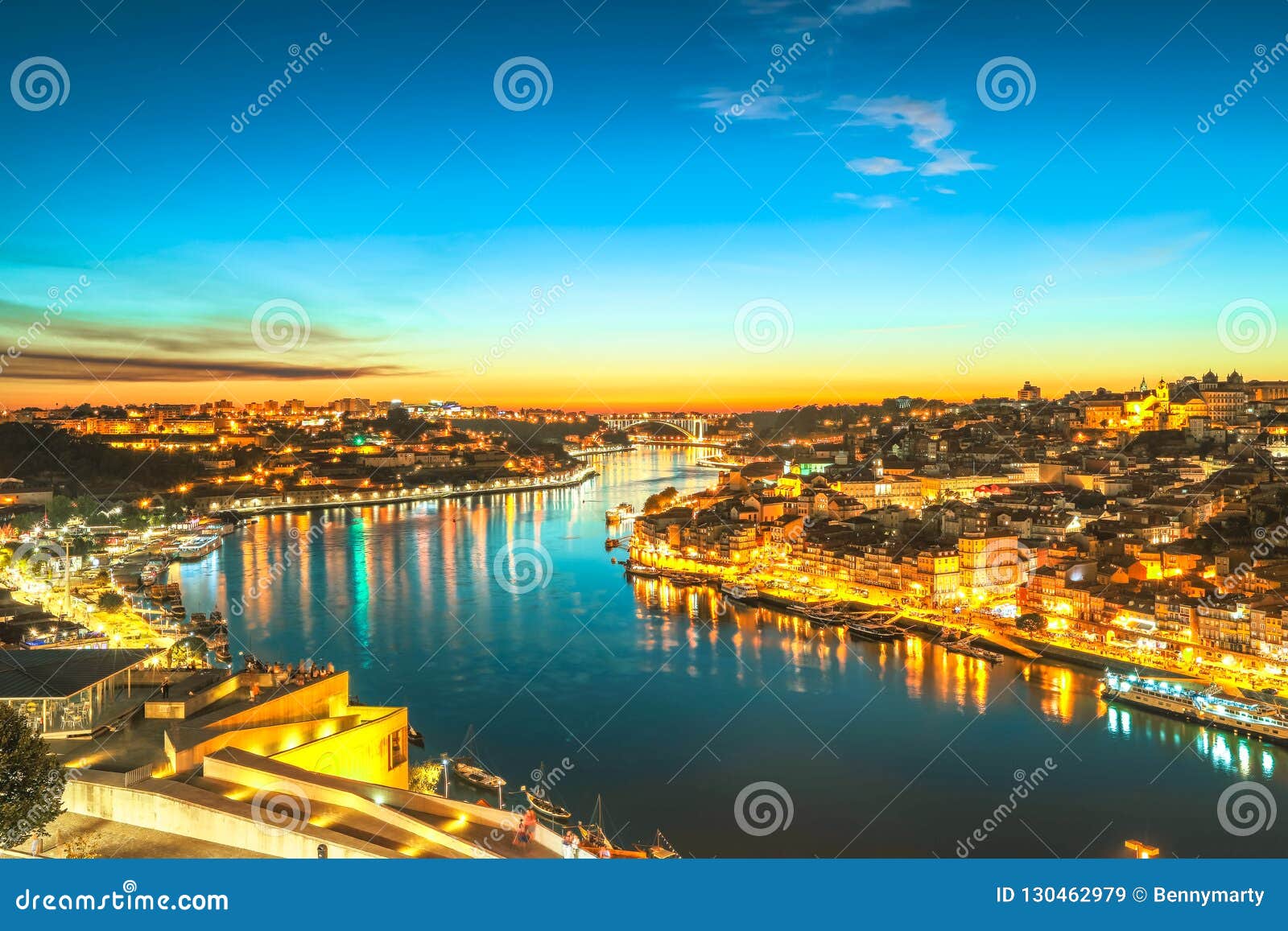Oporto Cityscape Portugal Stock Image Image Of Dusk 130462979