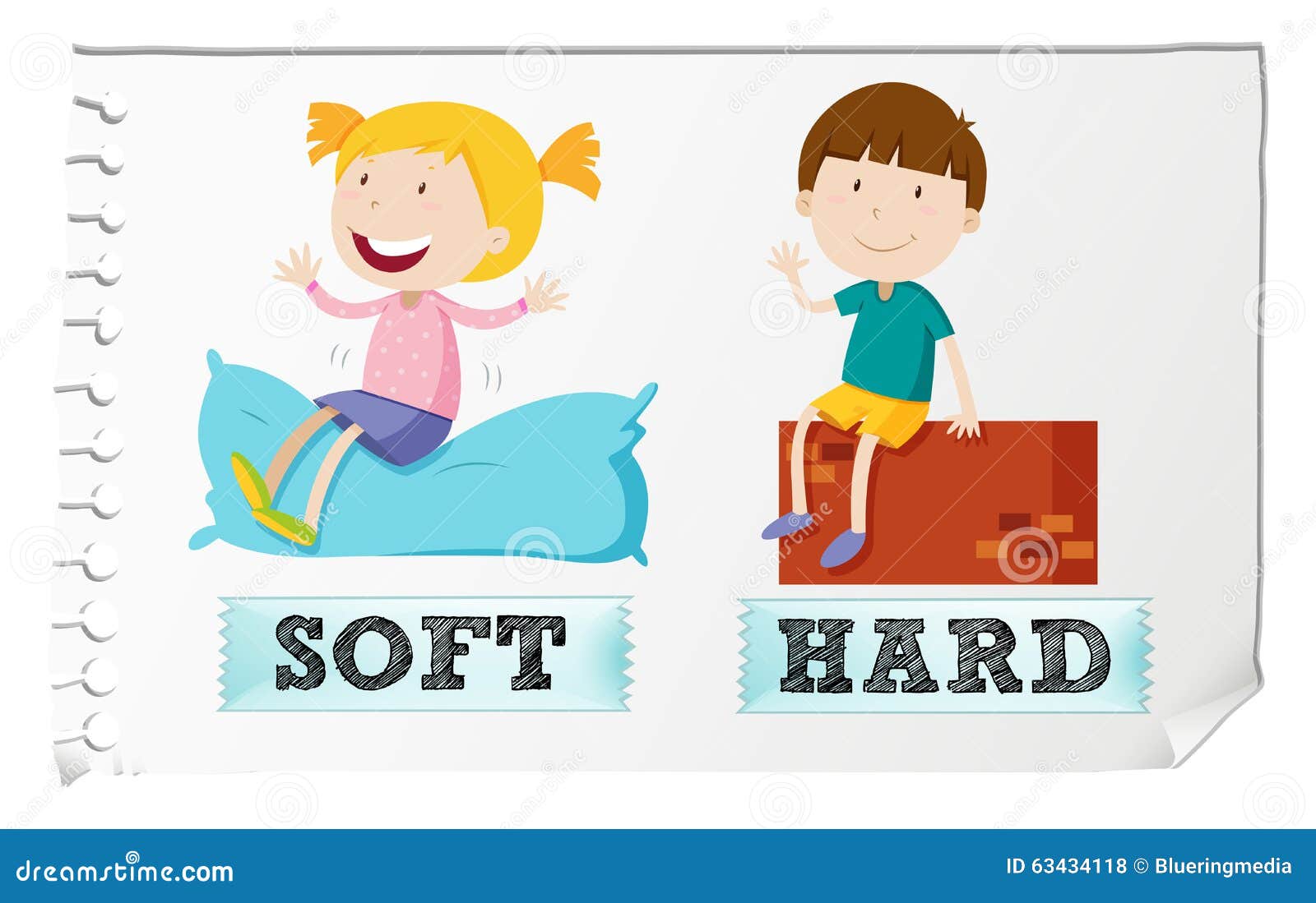 Opposite Adjectives Soft And Hard Stock Vector - Image: 63434118