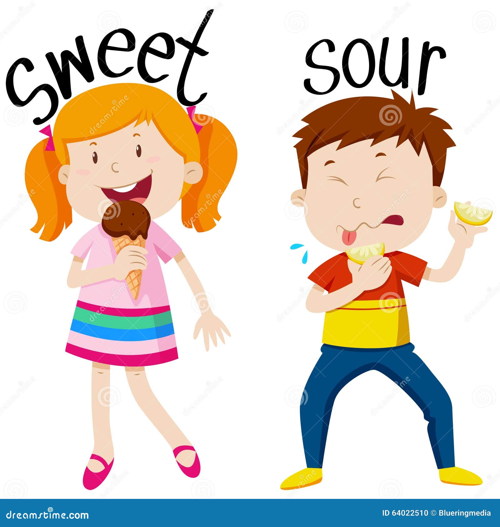 Opposite Adjectives With Sweet And Sour Stock Vector - Image: 64022510