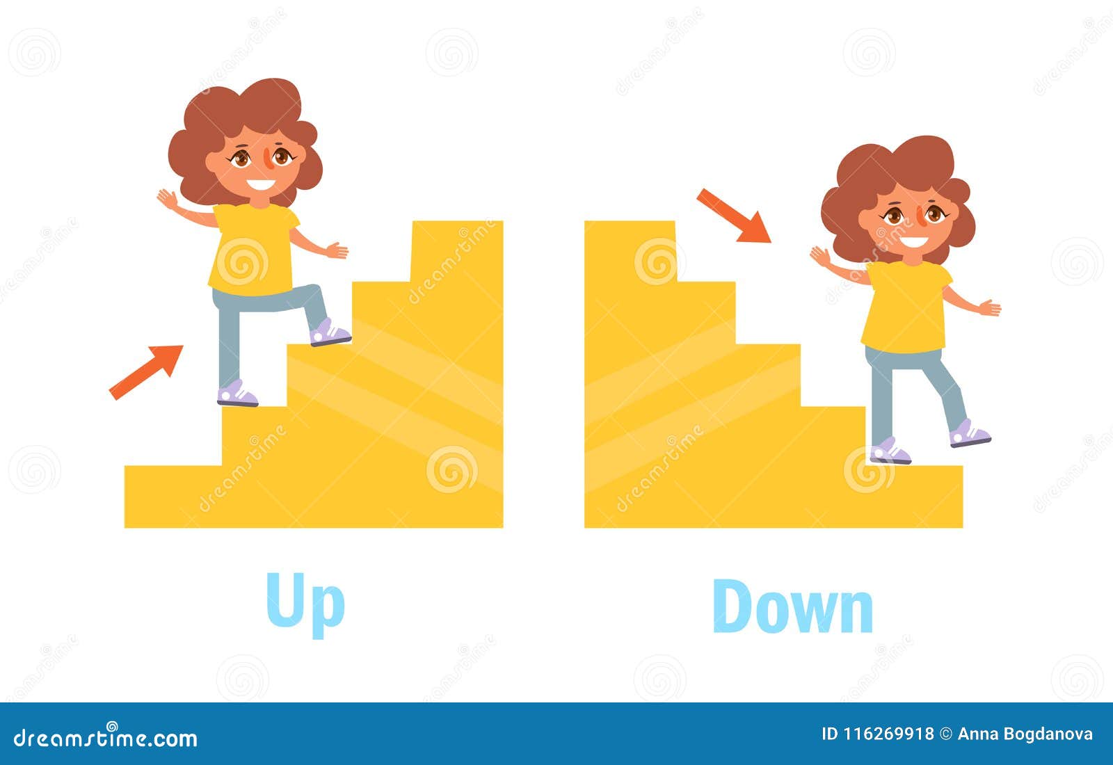 Opposite Upstairs And Downstairs Cartoon Vector | CartoonDealer.com