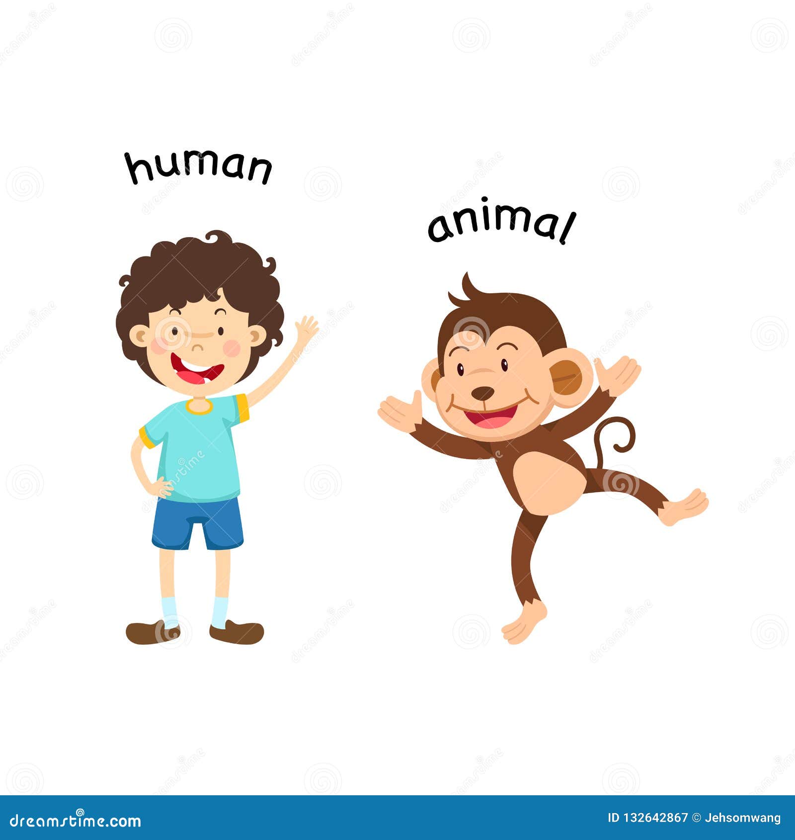 Opposite human and animal stock vector. Illustration of graphic - 132642867