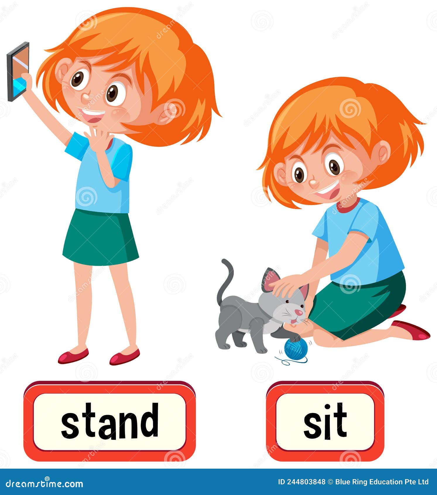 Opposite Words For Stand And Sit Stock Vector Illustration Of Clipart