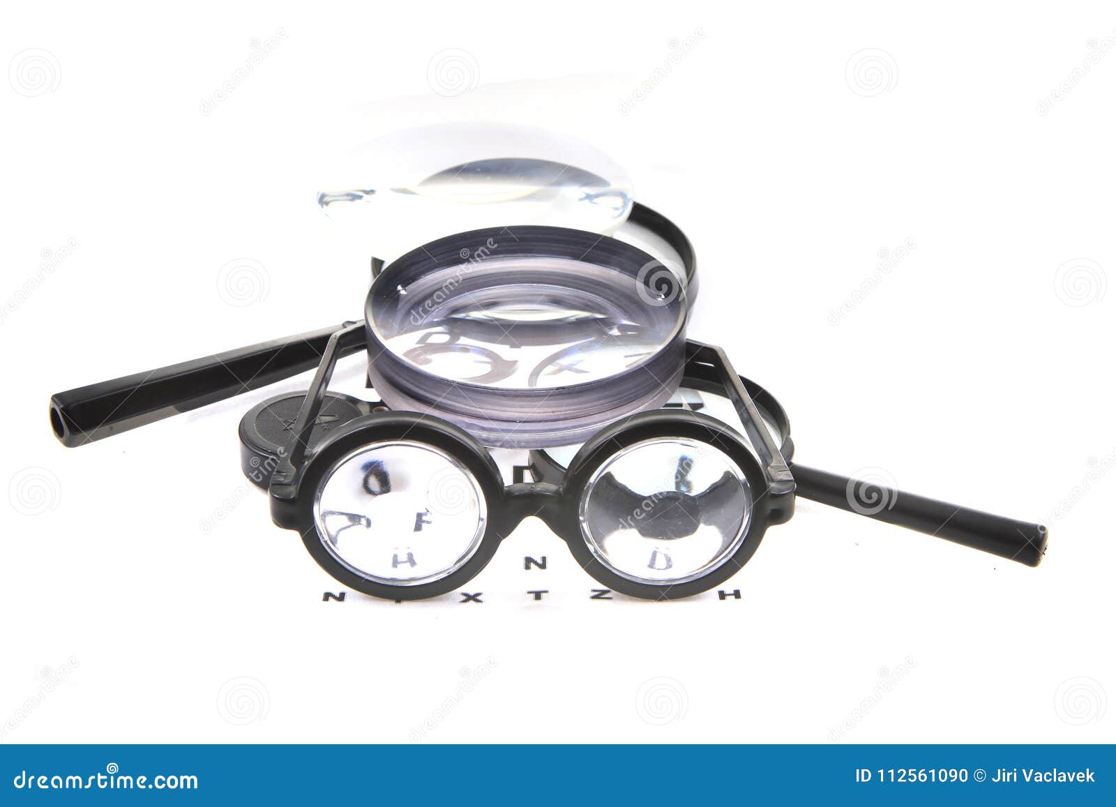 Optic Test and Different Magnify Glasses Stock Photo Image of