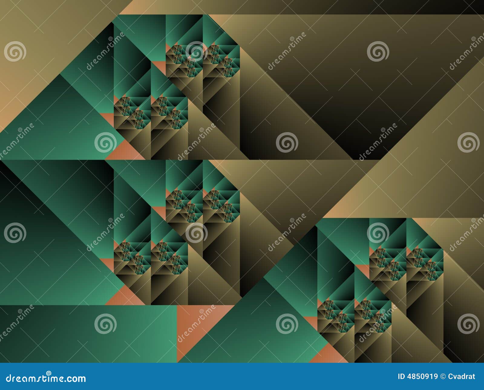 optical art cubist fractal one green and caqui