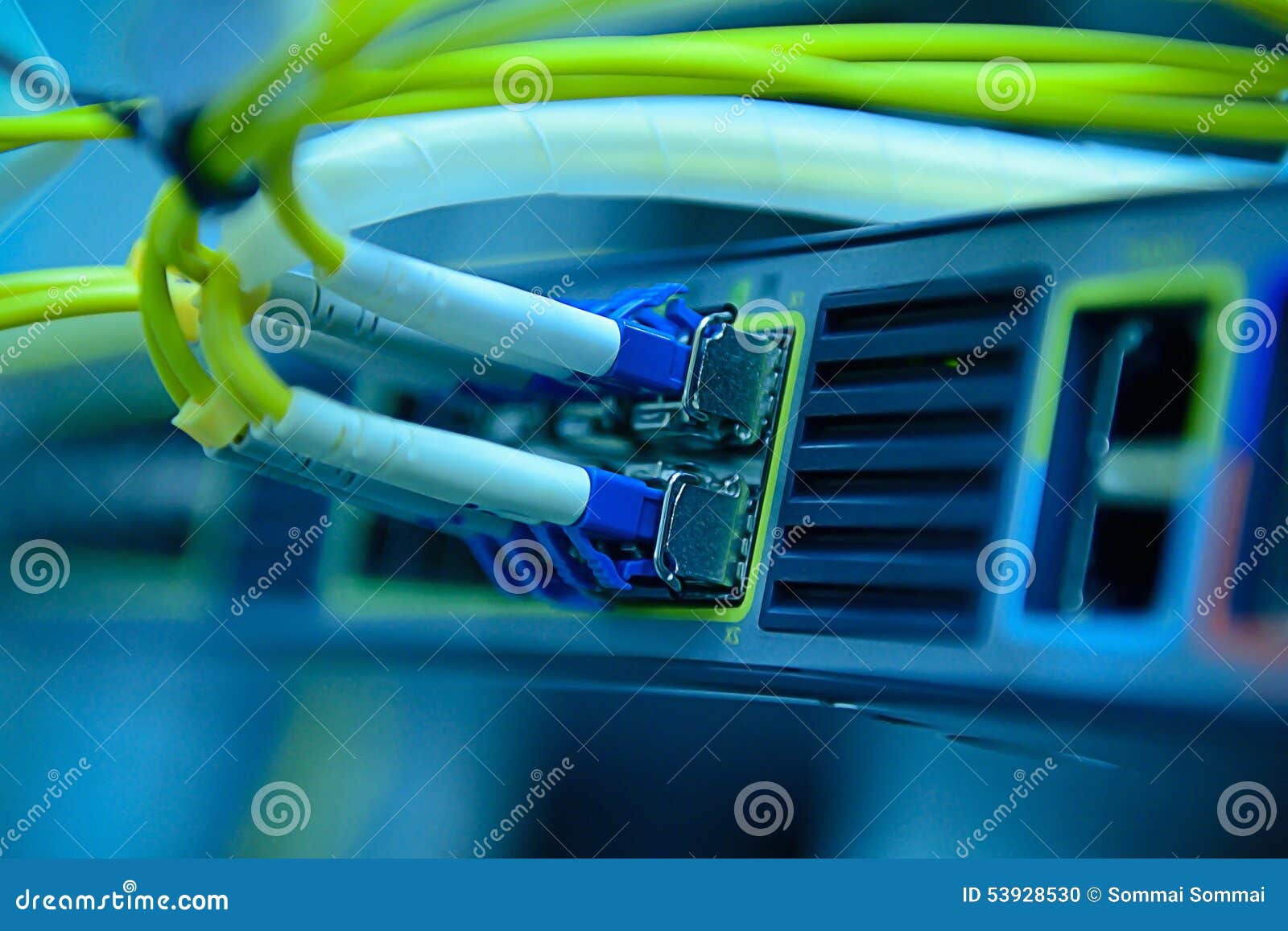 Optical Fiber Cables and Hub Stock Photo Image of connection