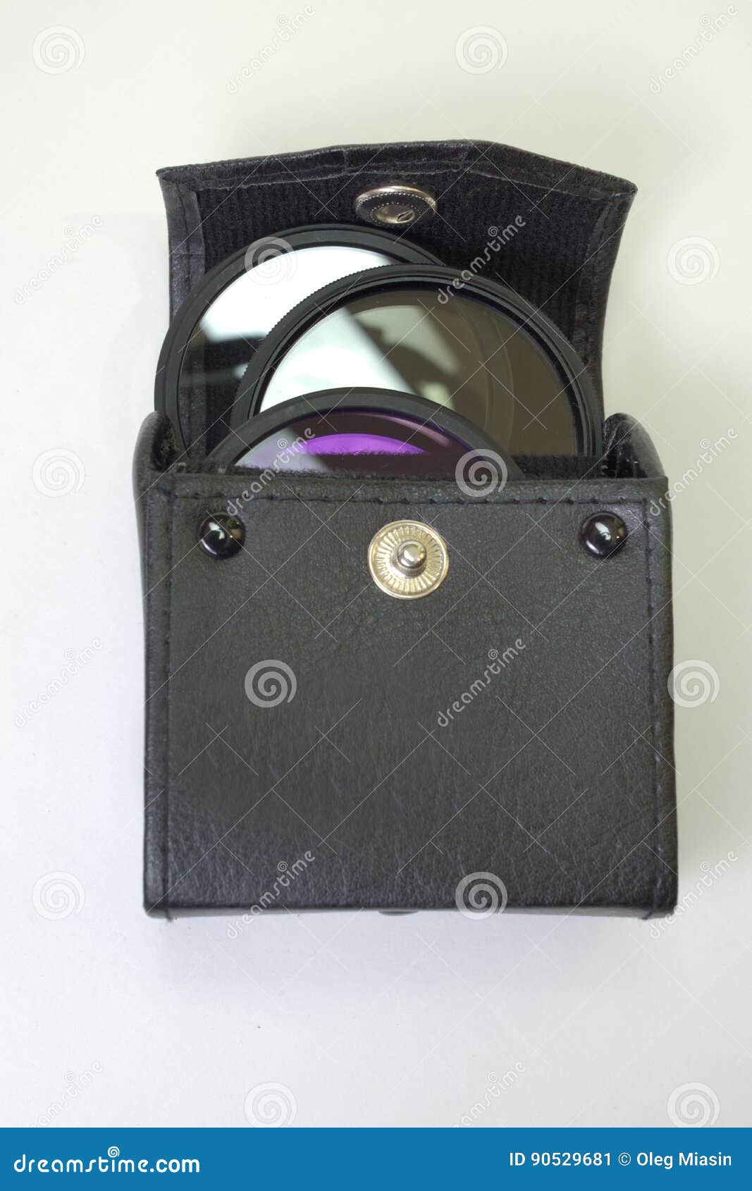 Optical Filters Set for the Camera, in the Case Stock Image Image of