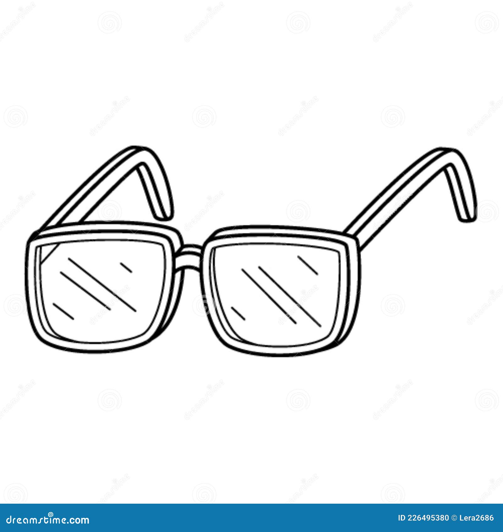 Optical Glasses in . Doodle. Handdrawn Black and White Vector