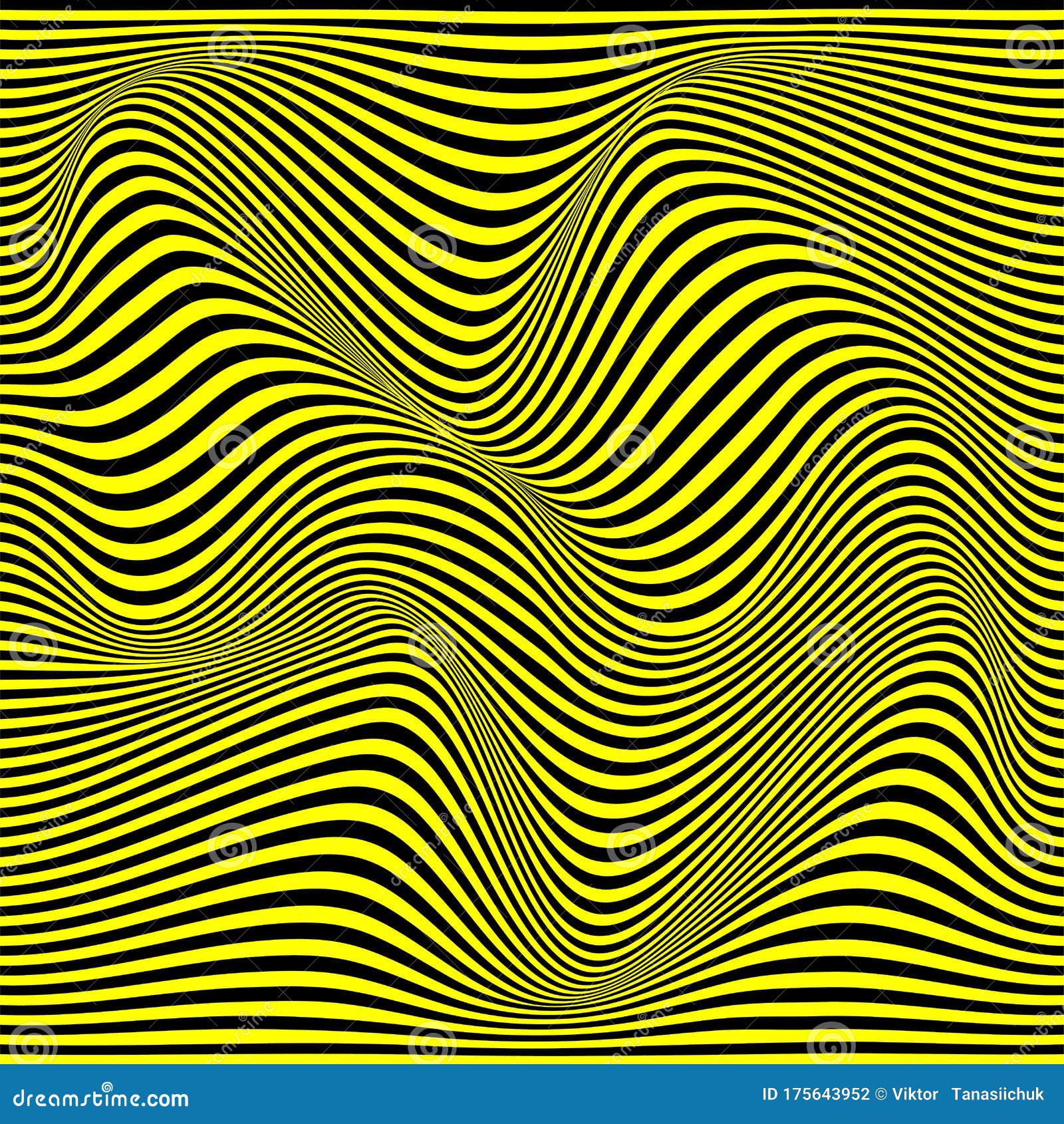 Optical Illusion. Black and Yellow Hallucination. Abstract Background