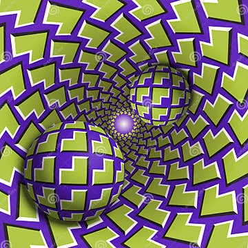 Optical Illusion Illustration. Two Balls are Moving in Mottled Hole ...